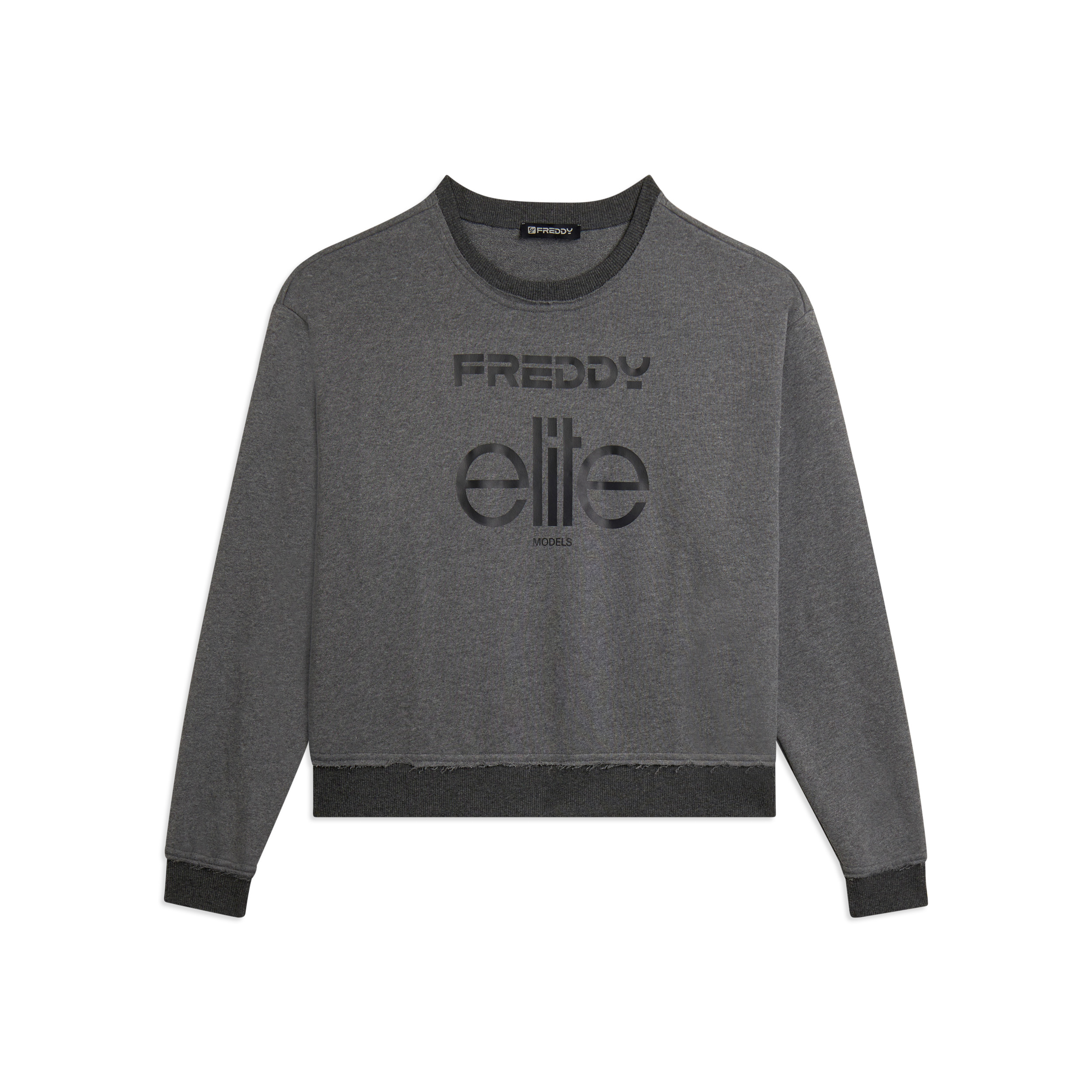 Felpa Cropped Donna Mélange con Girocollo Freddy x ELITE