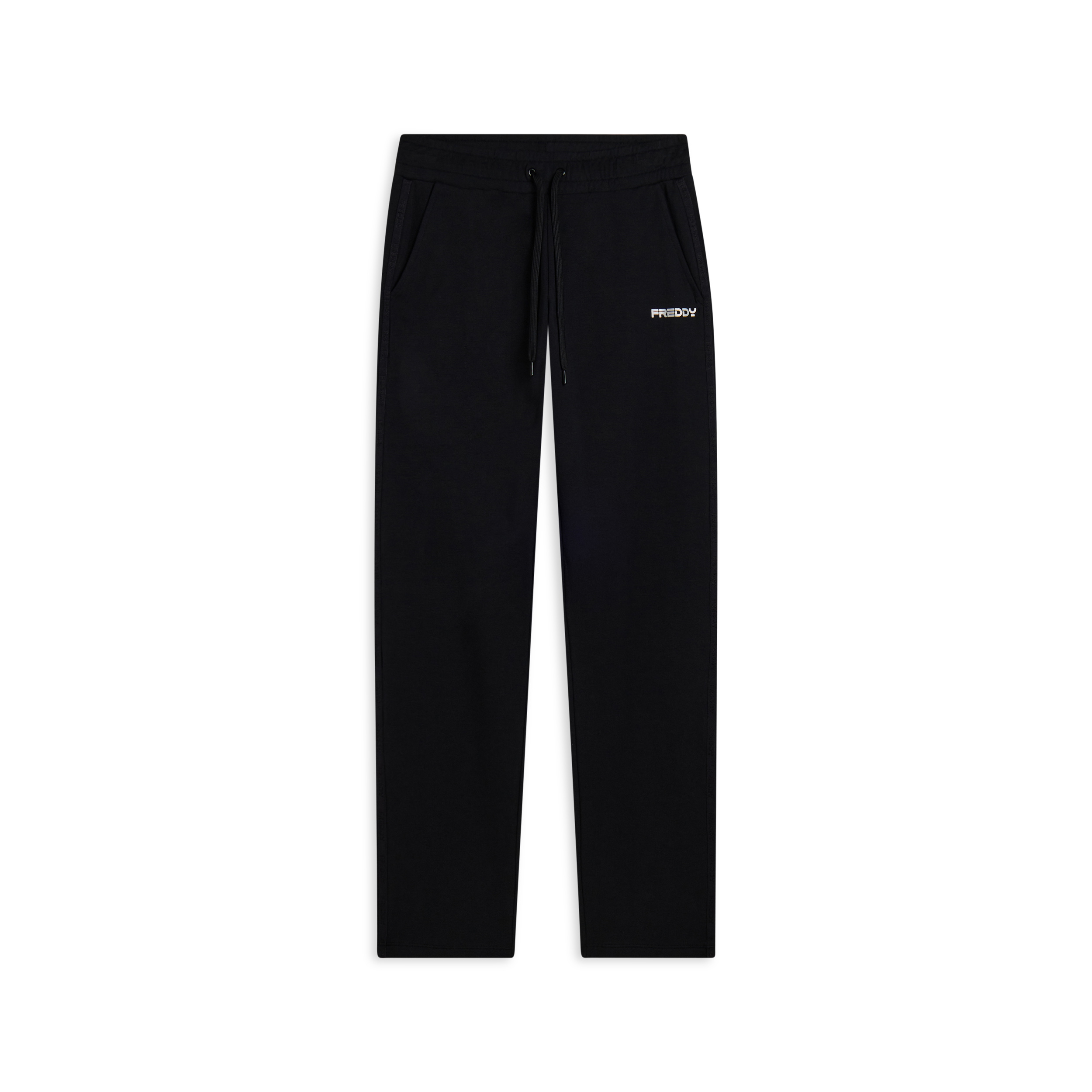 Pantaloni comfort con gamba dritta e stampa laterale