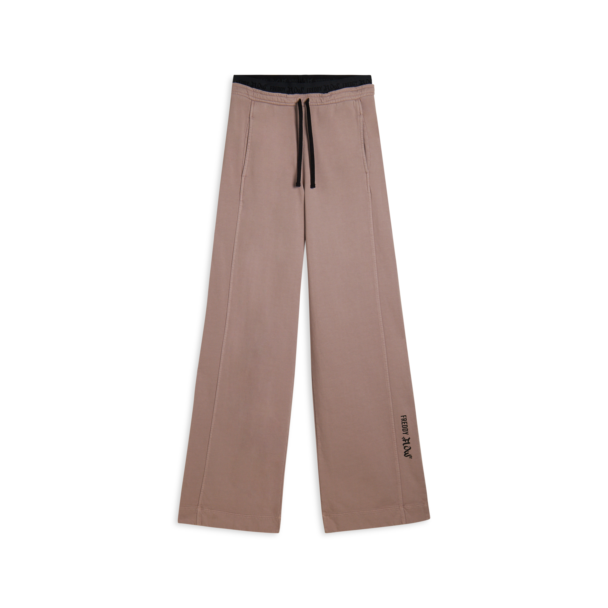 Pantaloni wide leg in felpa con stampa Flow