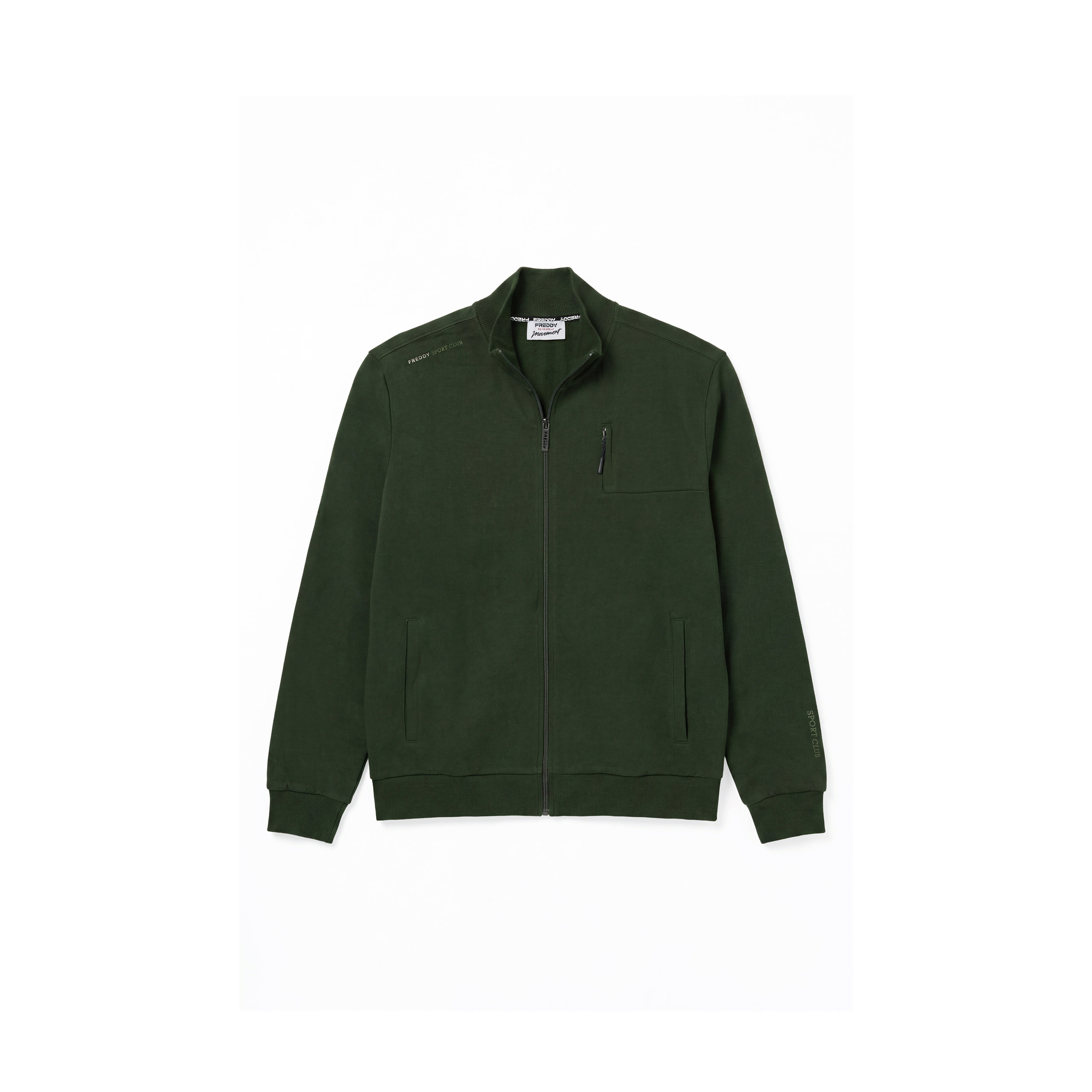Felpa da Uomo con Collo Alto in Costina e Full Zip
