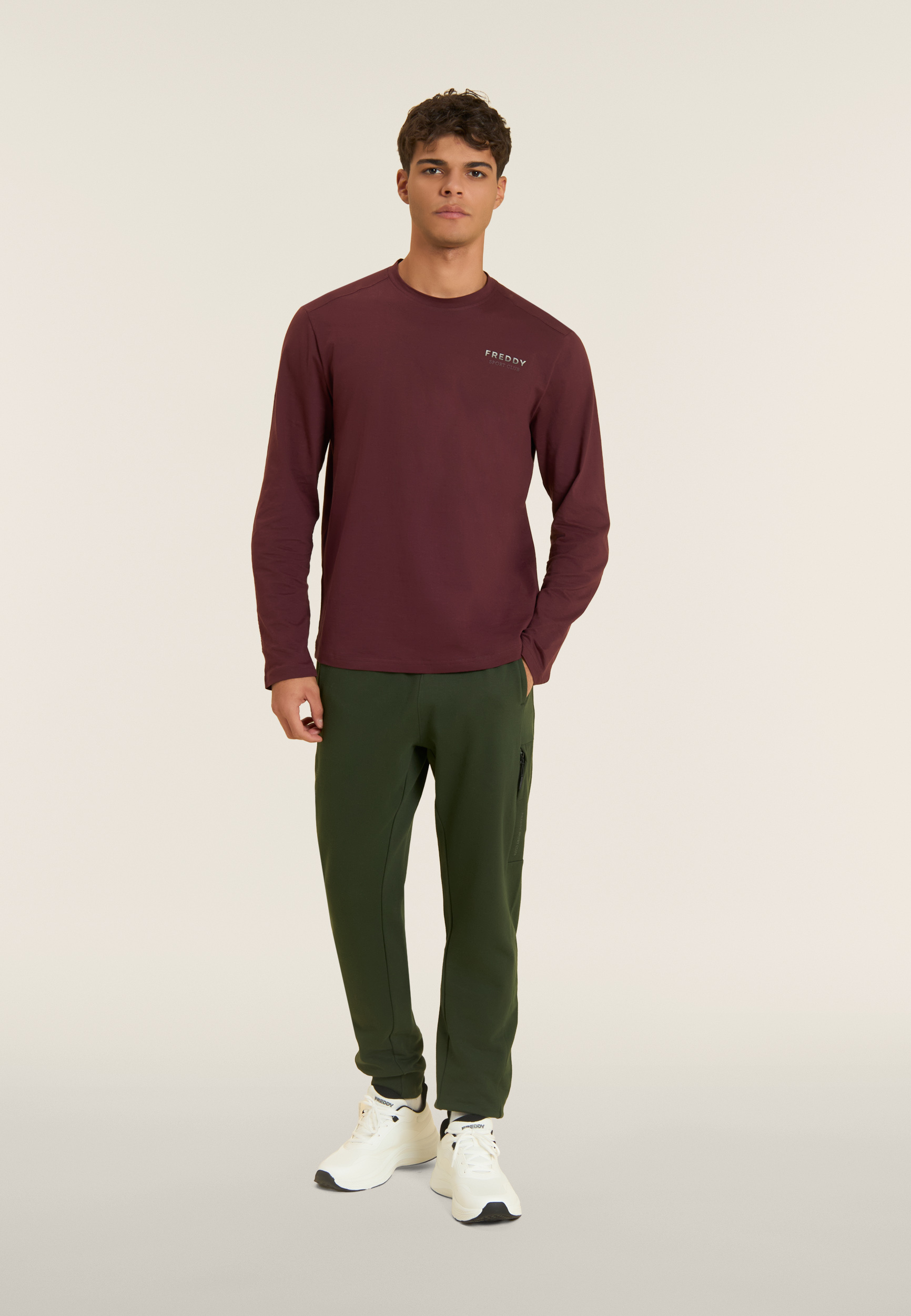 T-shirt a Manica Lunga da Uomo Regular in Cotone