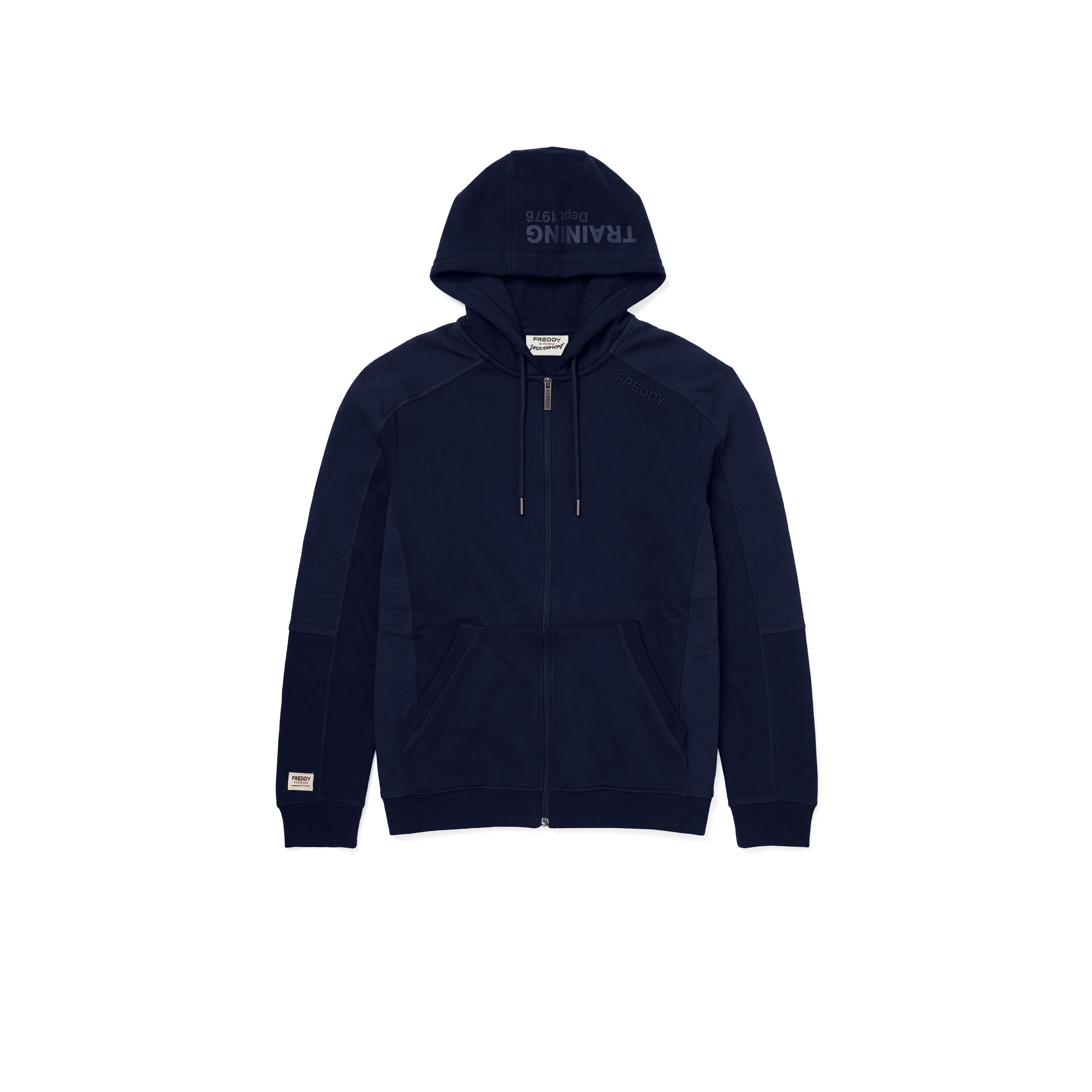 Felpa Uomo con Zip e Cappuccio, Inserti Texture a Quadri