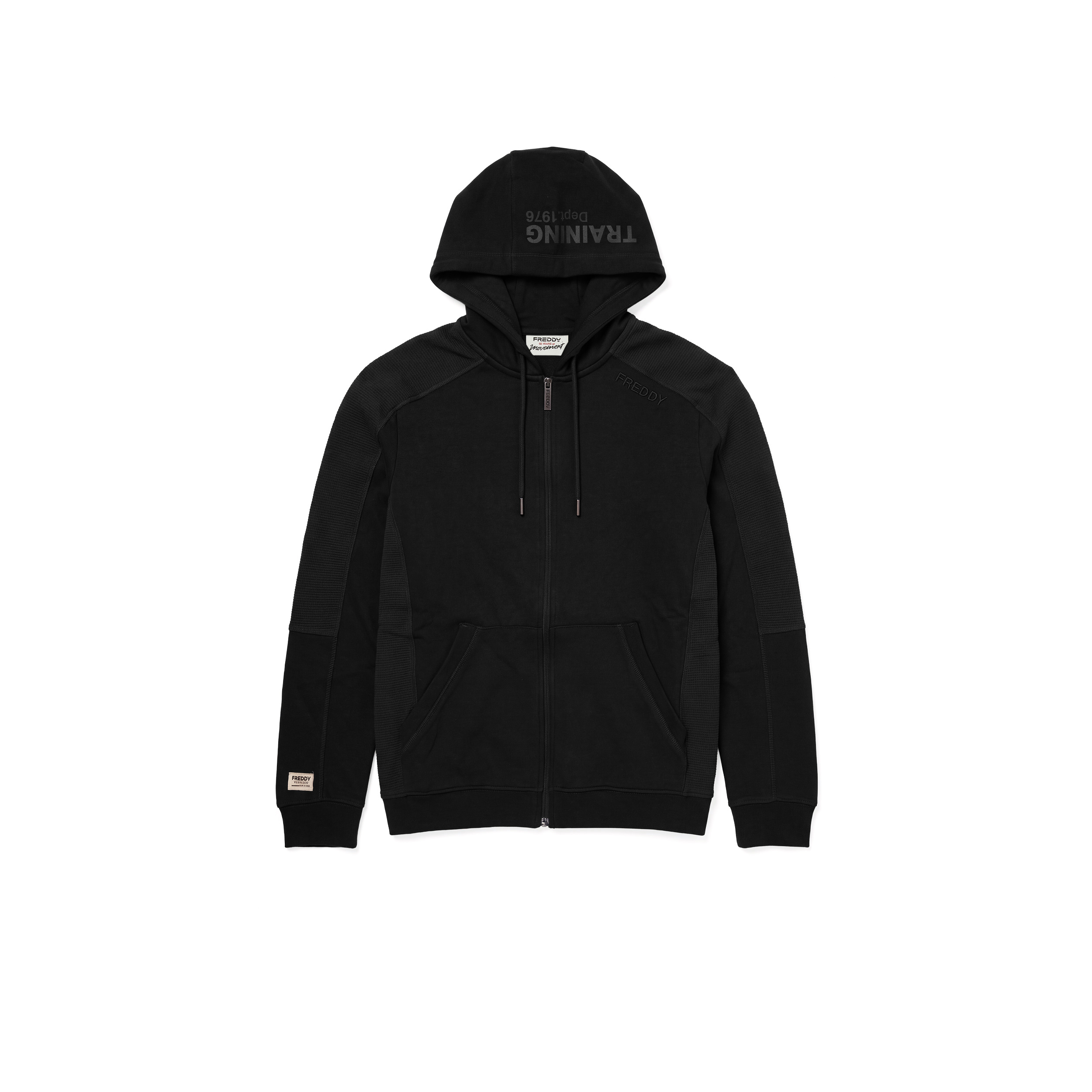 Felpa Uomo con Zip e Cappuccio, Inserti Texture a Quadri