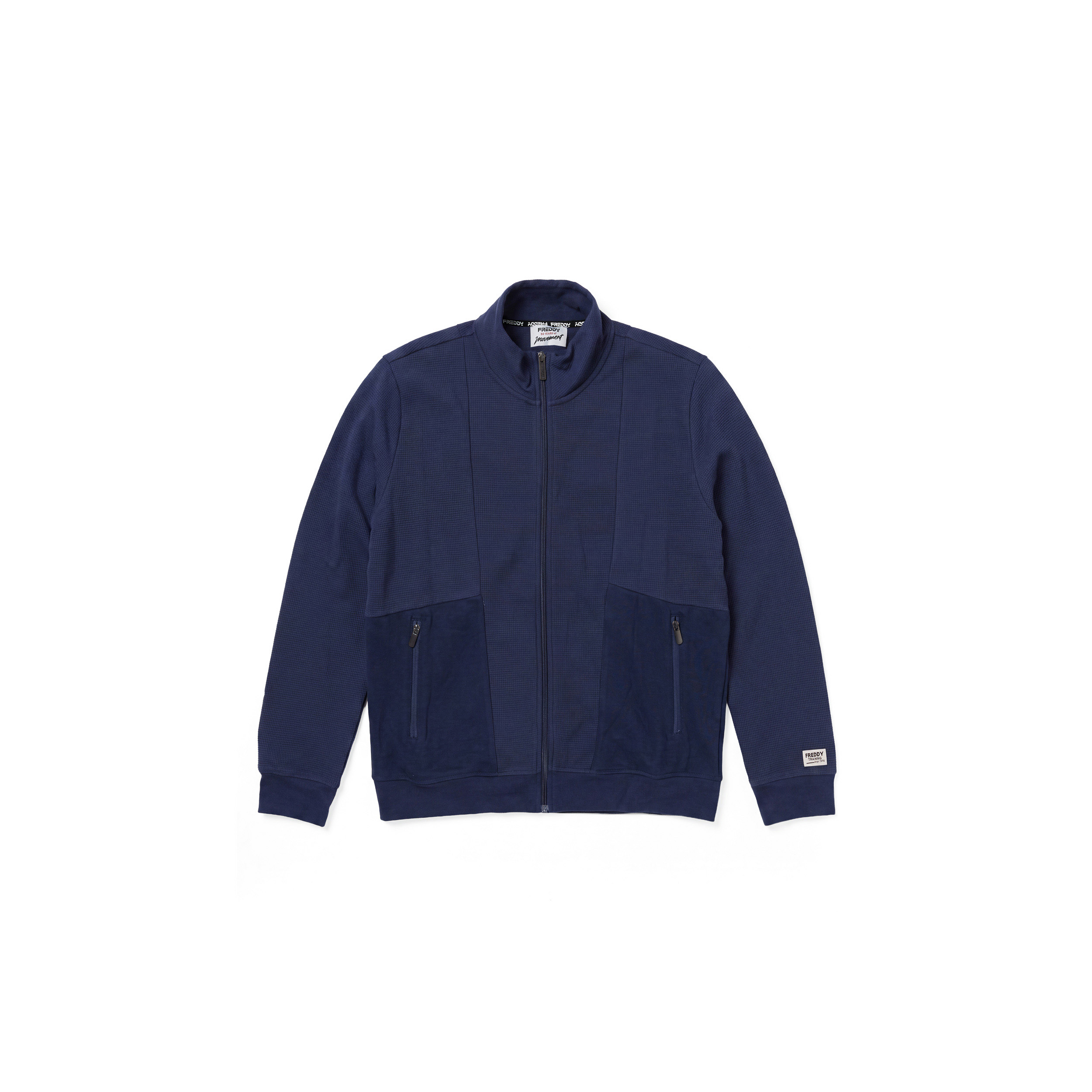 Felpa Uomo in Tessuto Bonded a Quadri con Zip e Collo Alto