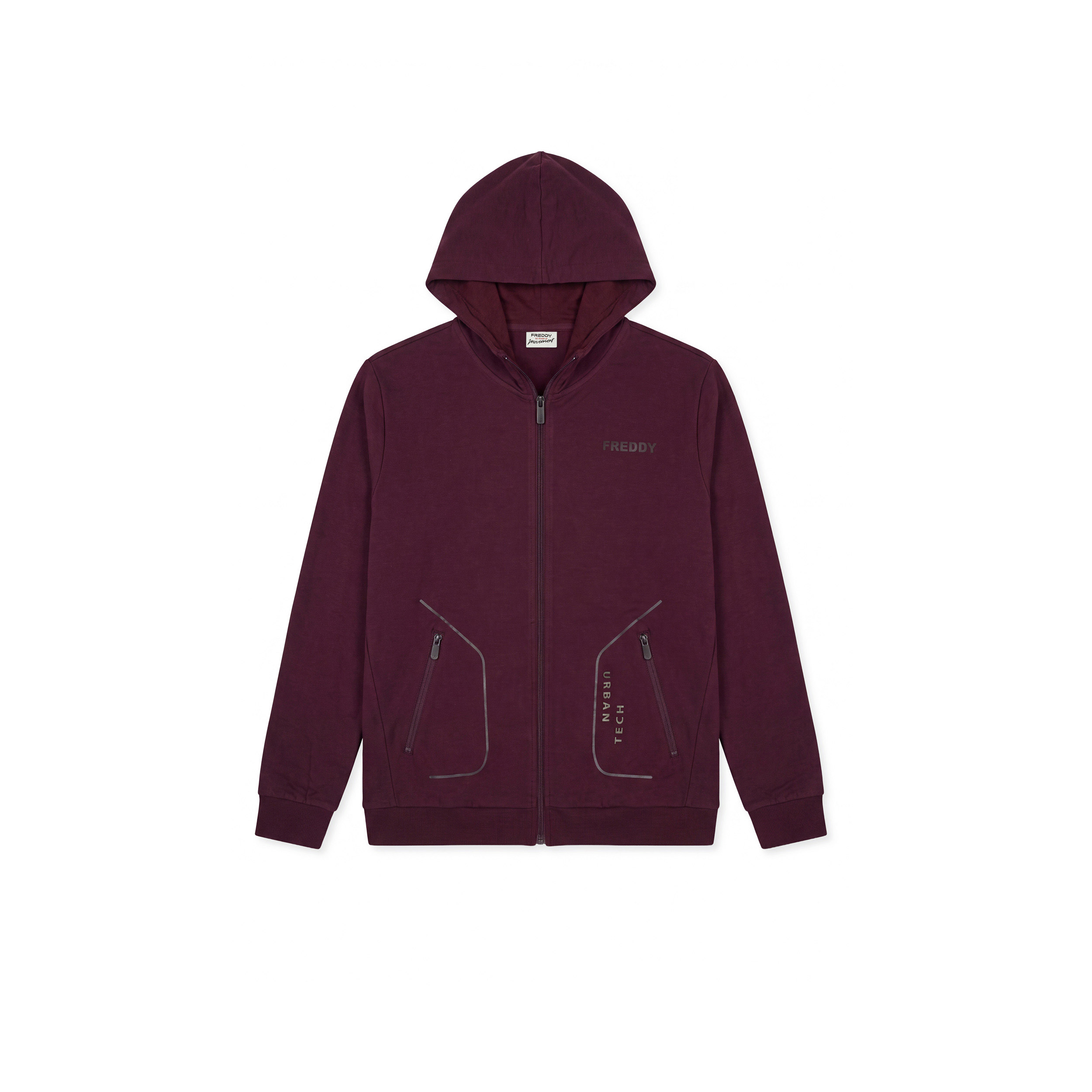 Felpa Uomo in Felpa Garzata Tecnica con Cappuccio e Zip