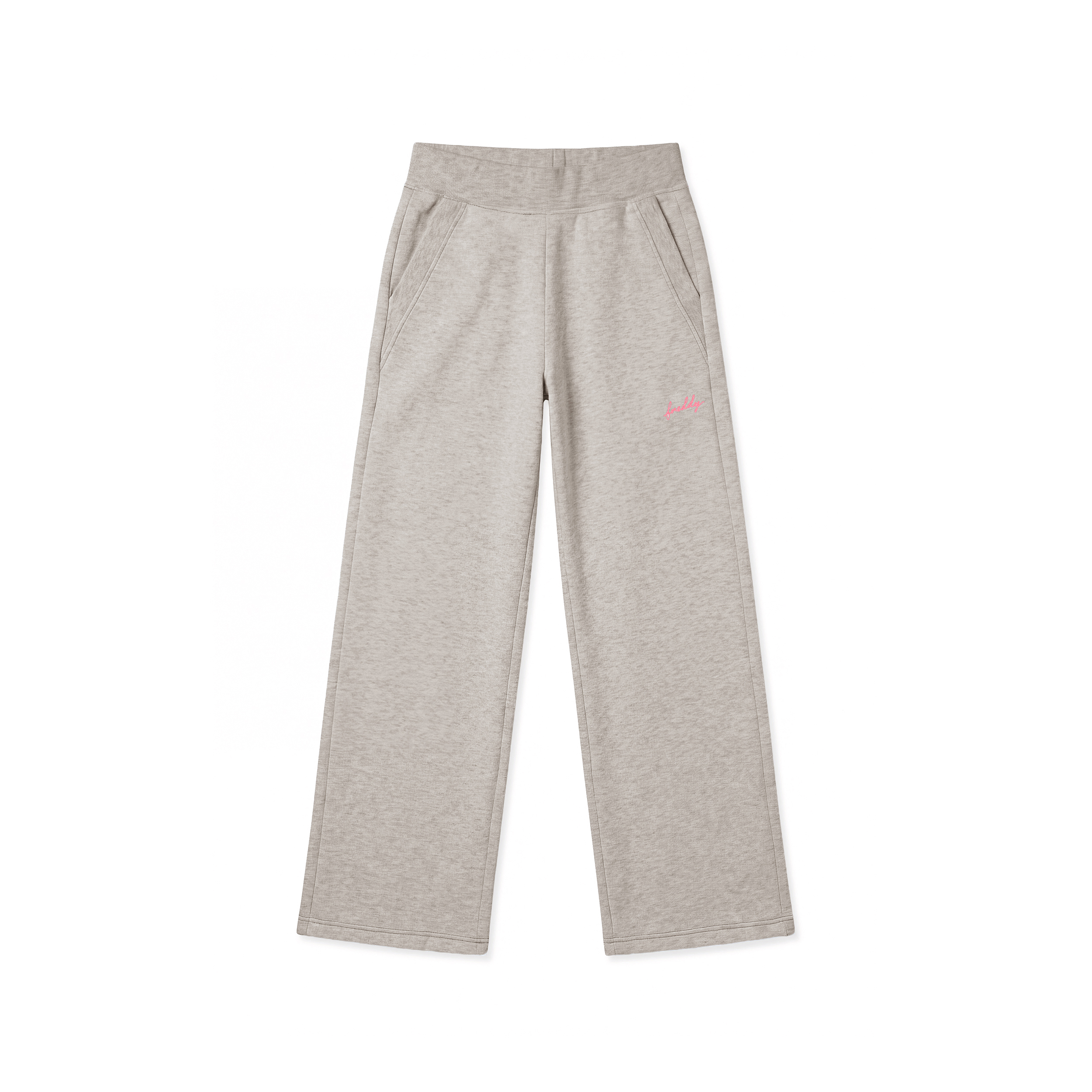 Pantaloni Wide Leg Mélange con Dettagli Rosa Fluo da Donna