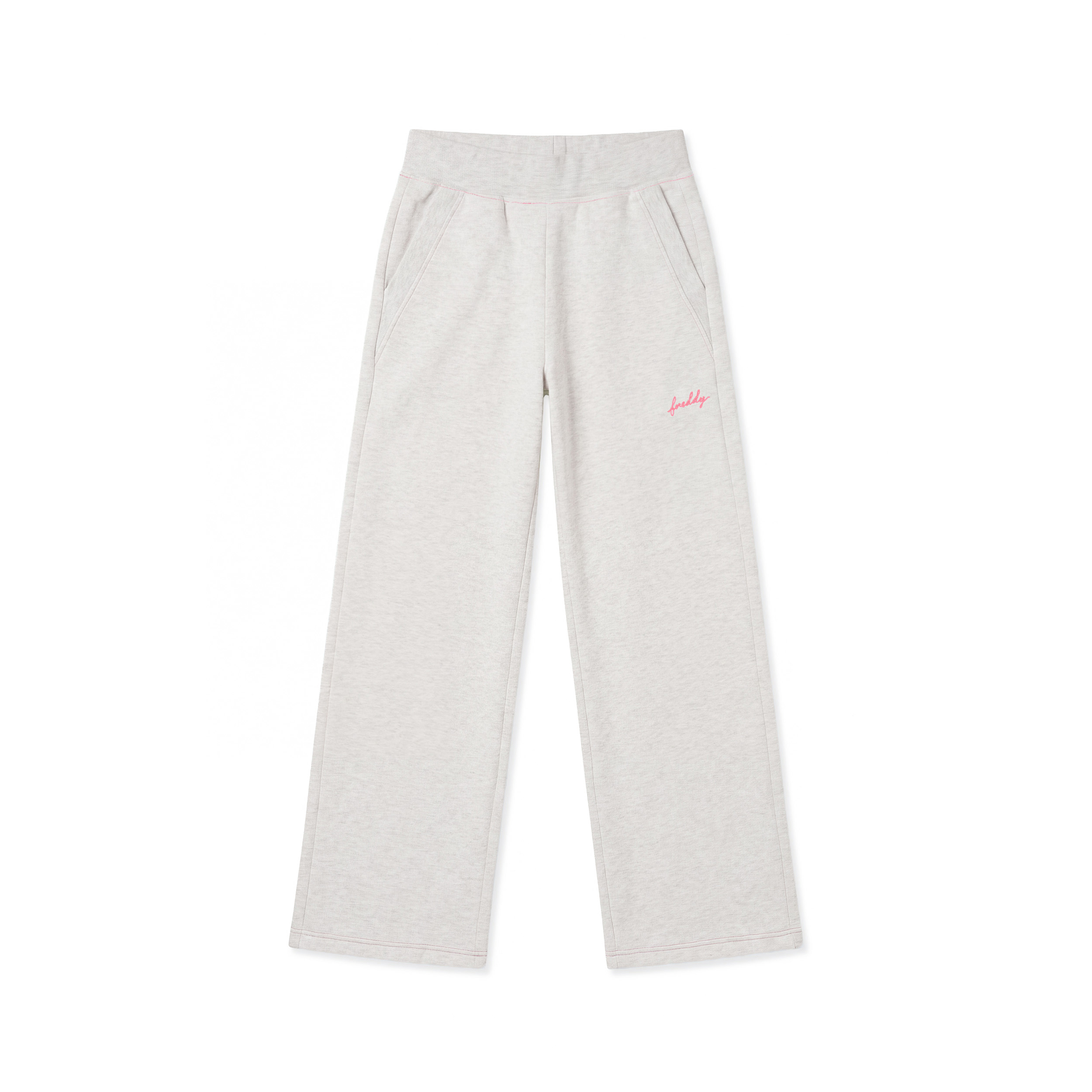 Pantaloni Wide Leg Mélange con Dettagli Rosa Fluo da Donna