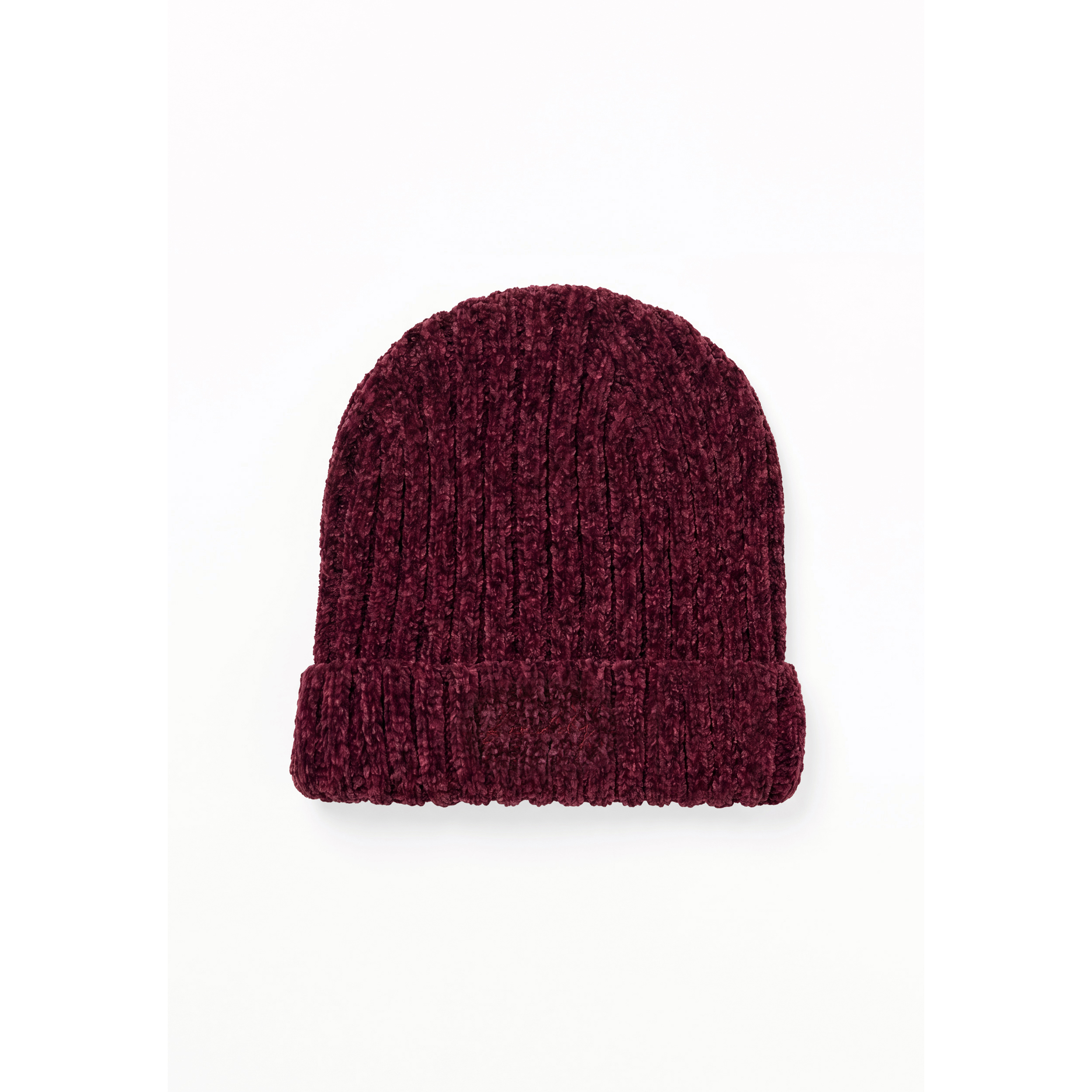 Berretto Beanie a Costine in Ciniglia Donna
