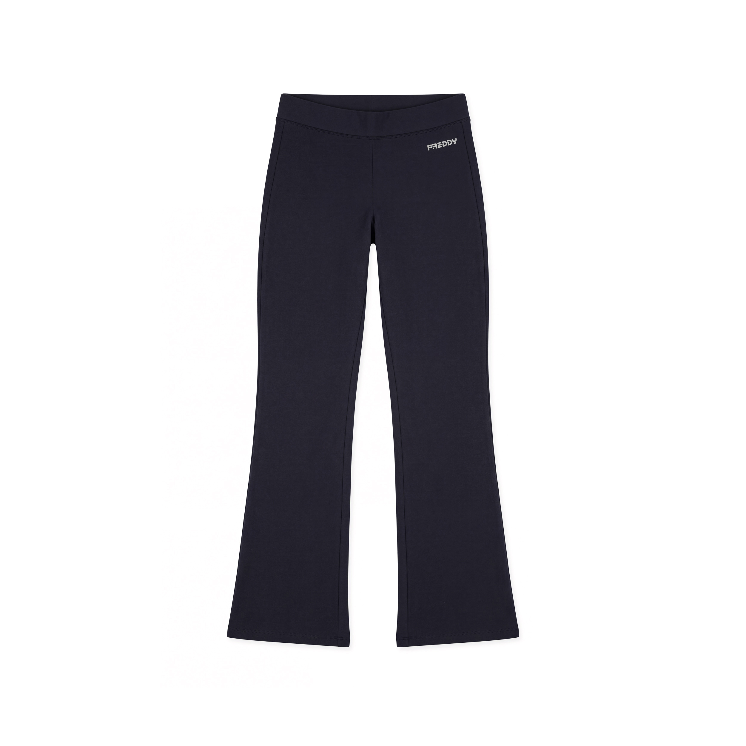 Leggings flare in felpa elasticizzata effetto seta