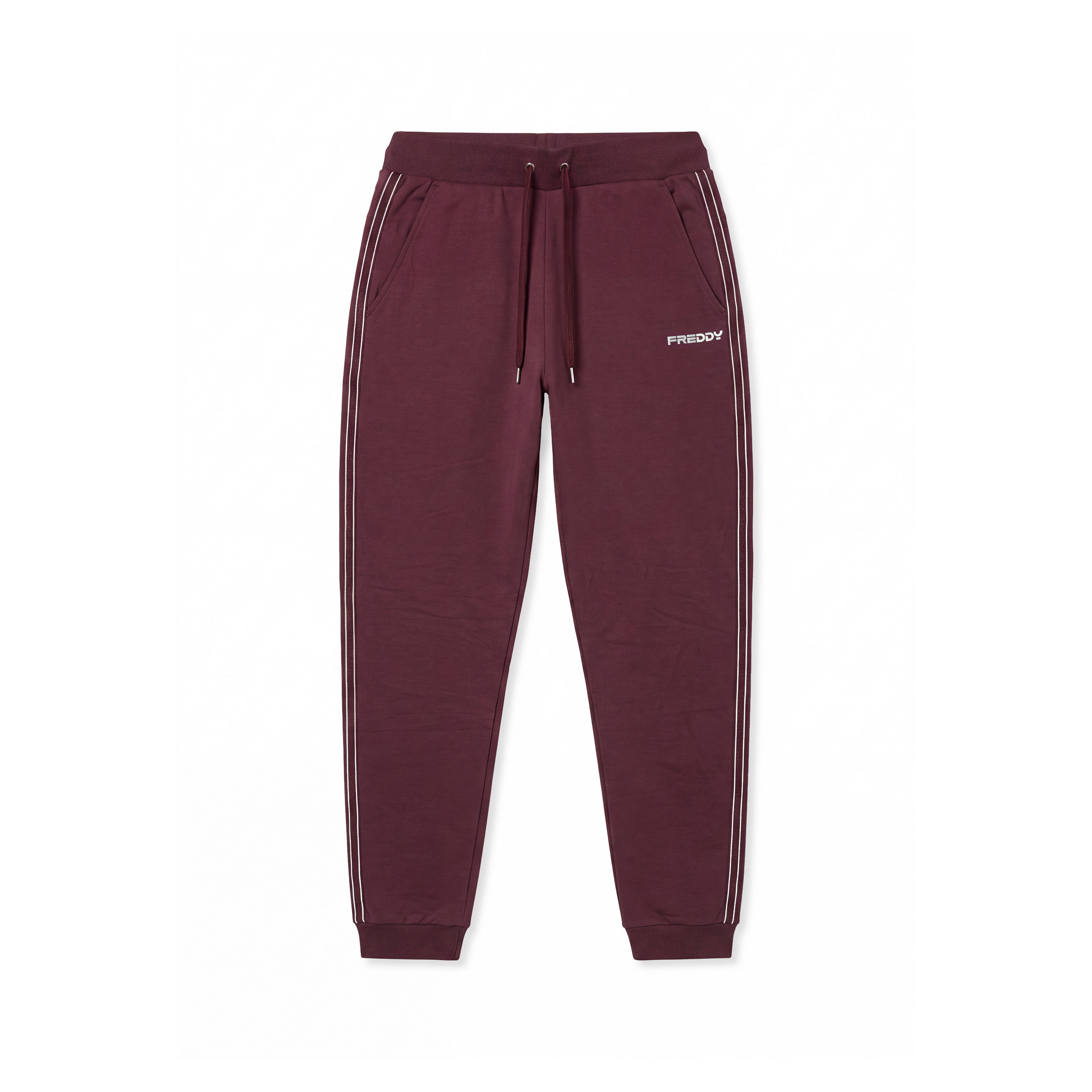 Jogger donna con bande perlate e fondo a polsino