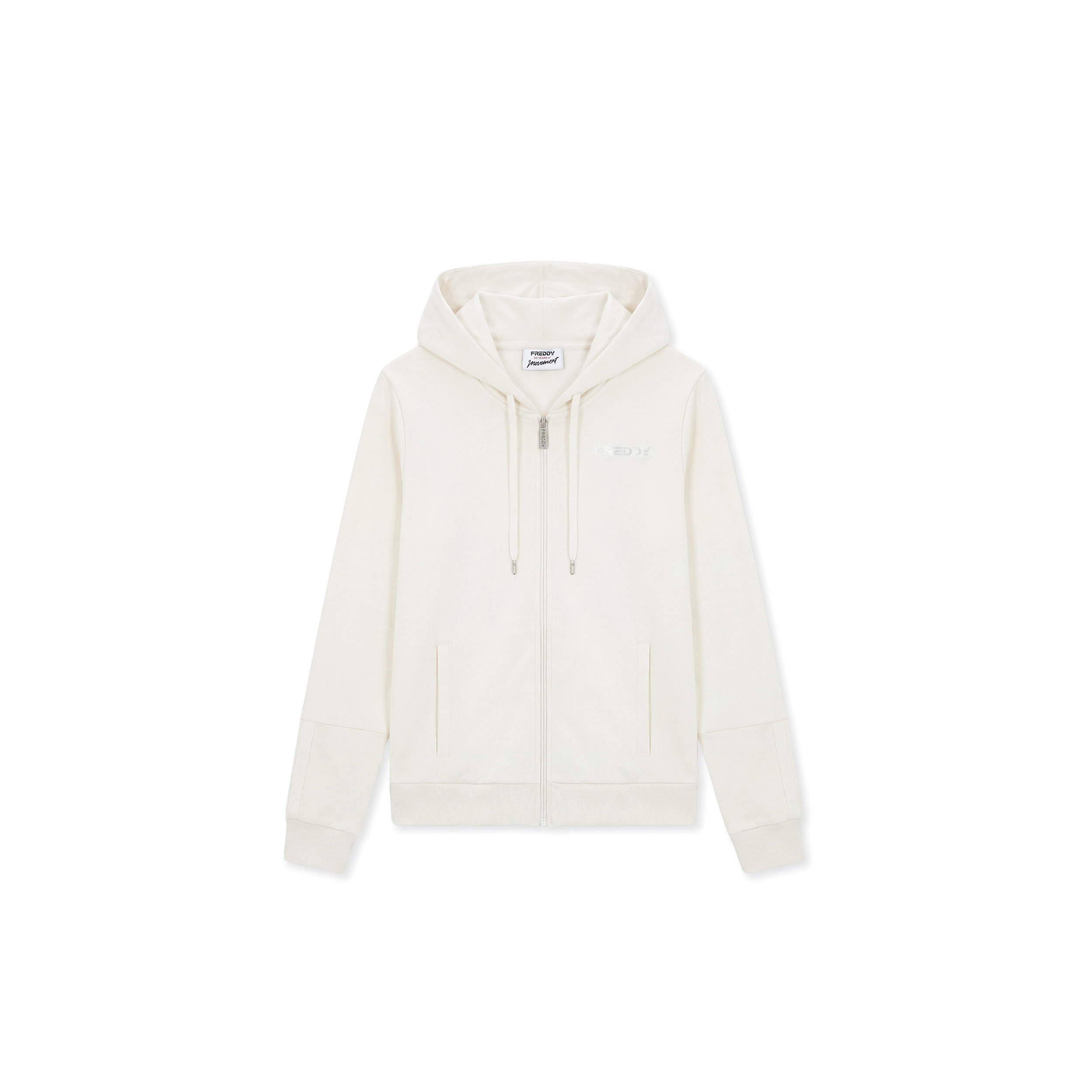 Felpa con cappuccio e zip, finiture elastiche logate