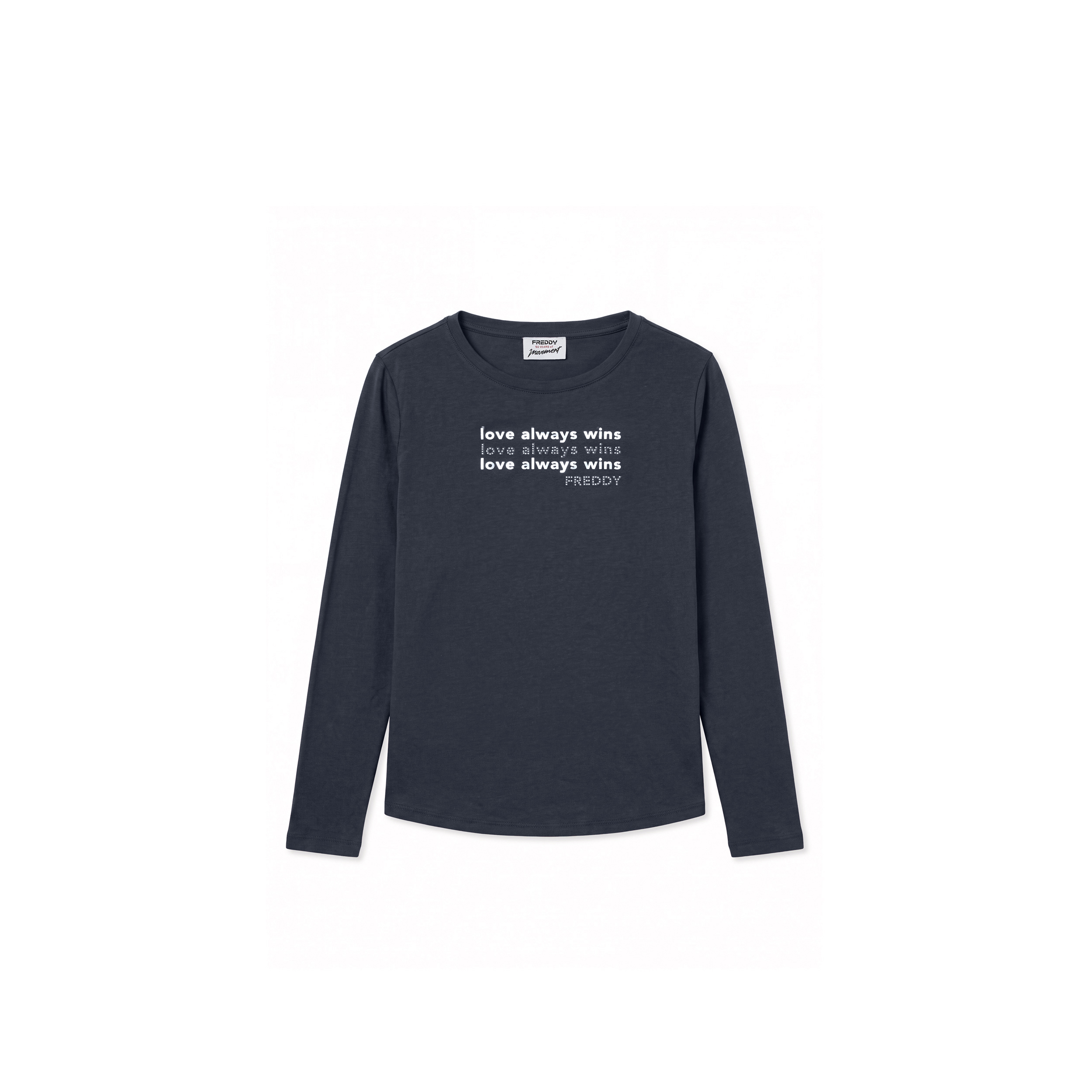 T-shirt manica lunga "Love Always Win" con perline