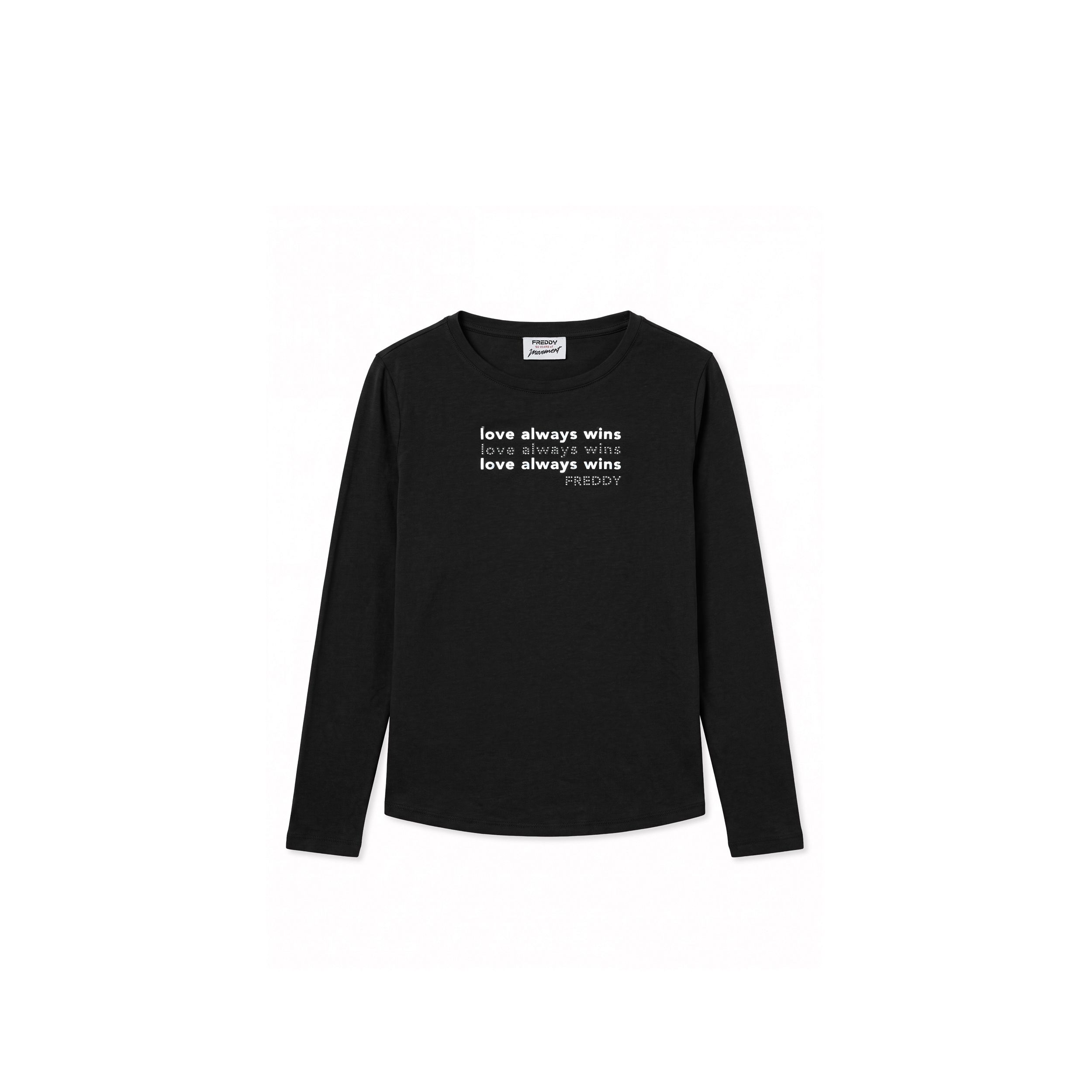 T-shirt manica lunga "Love Always Win" con perline