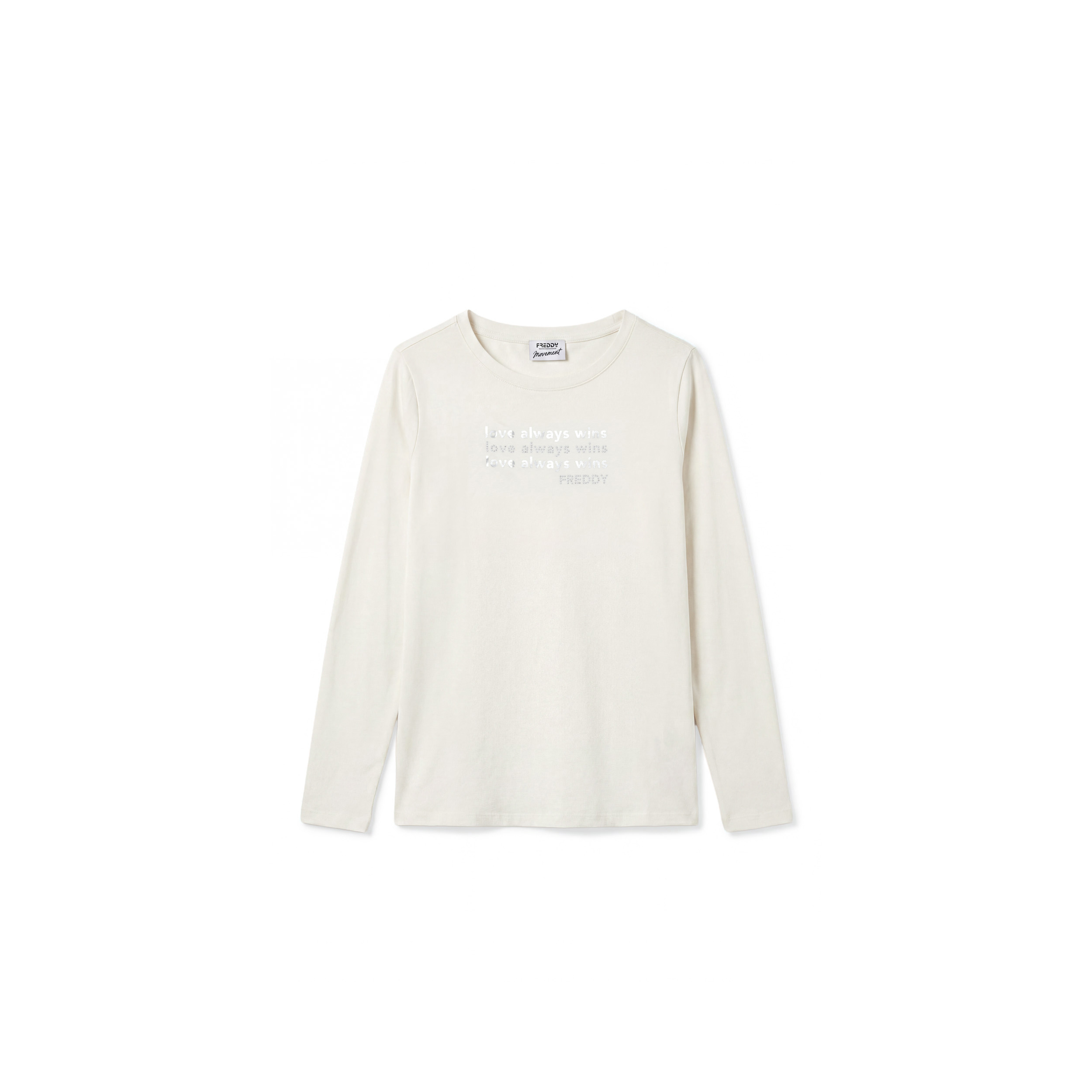 T-shirt manica lunga "Love Always Win" con perline