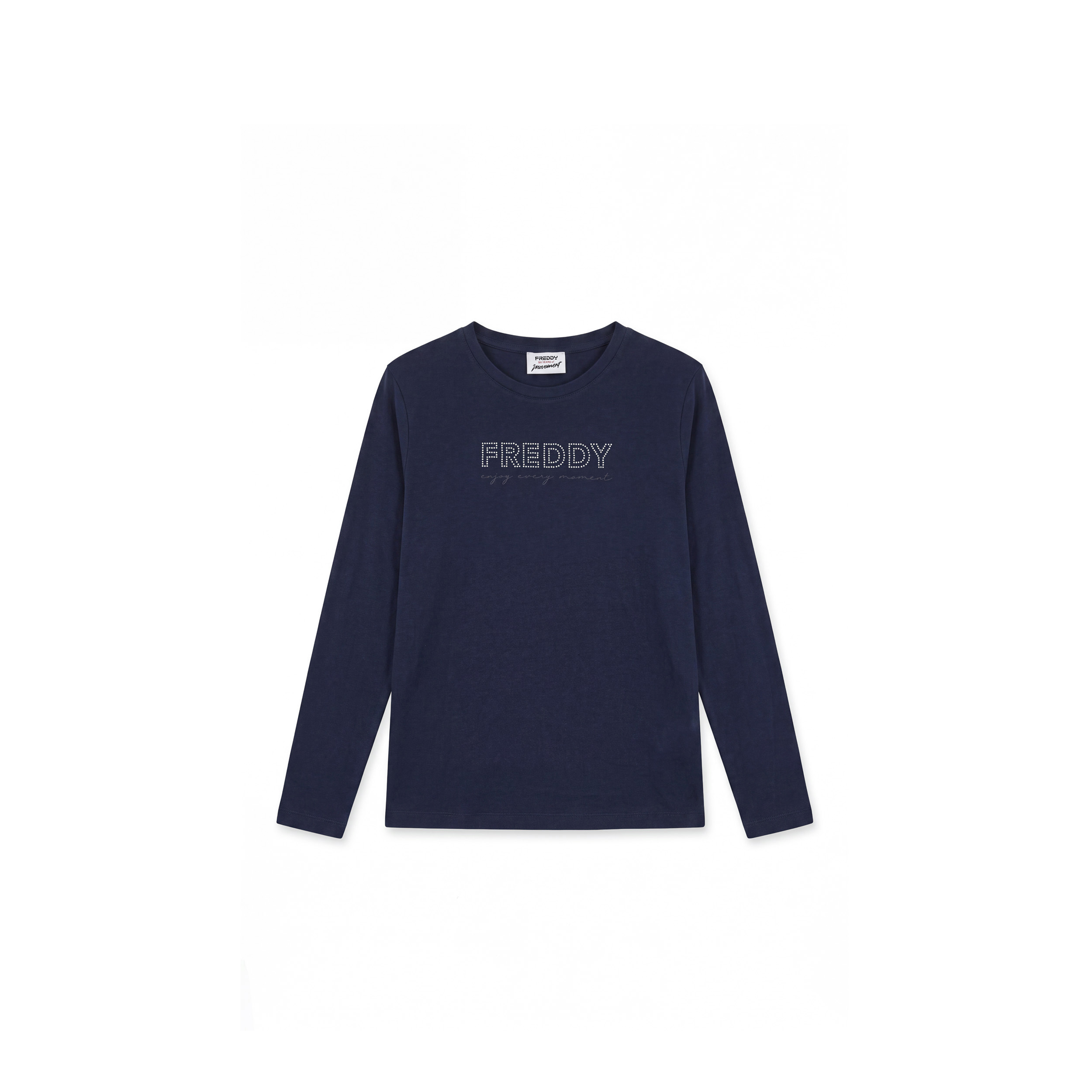 T-shirt manica lunga con logo in perline