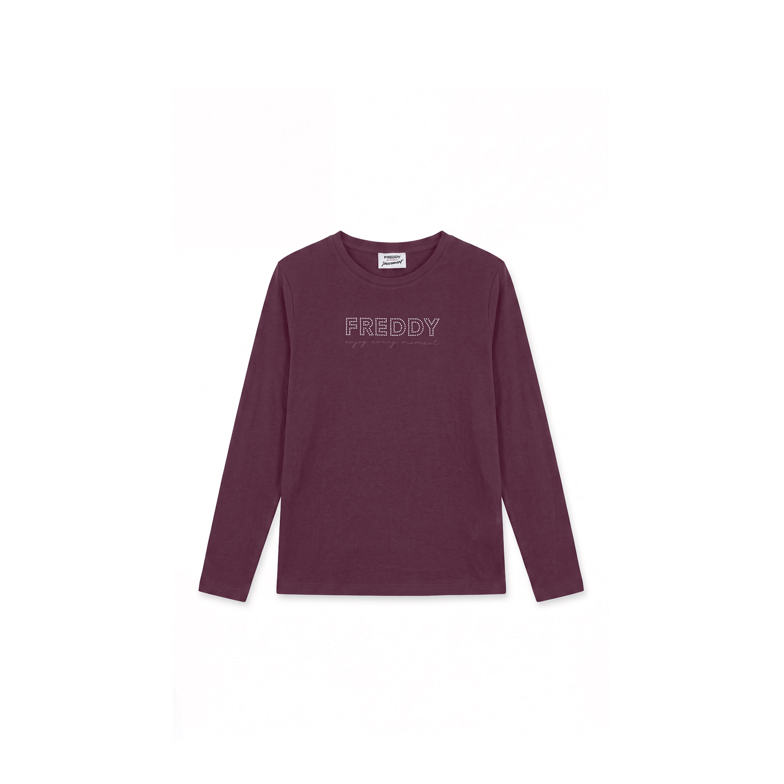 T-shirt manica lunga con logo in perline