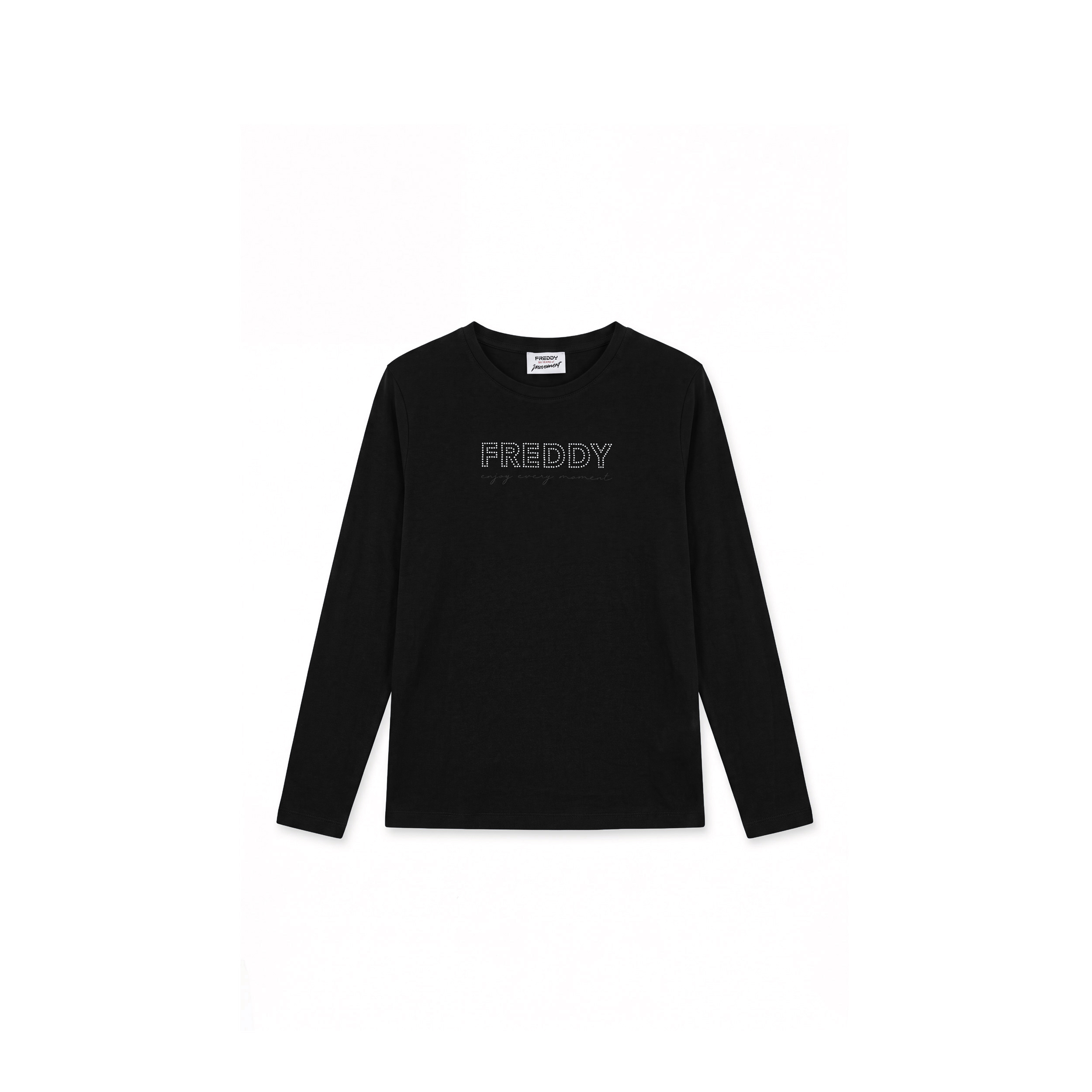 T-shirt manica lunga con logo in perline