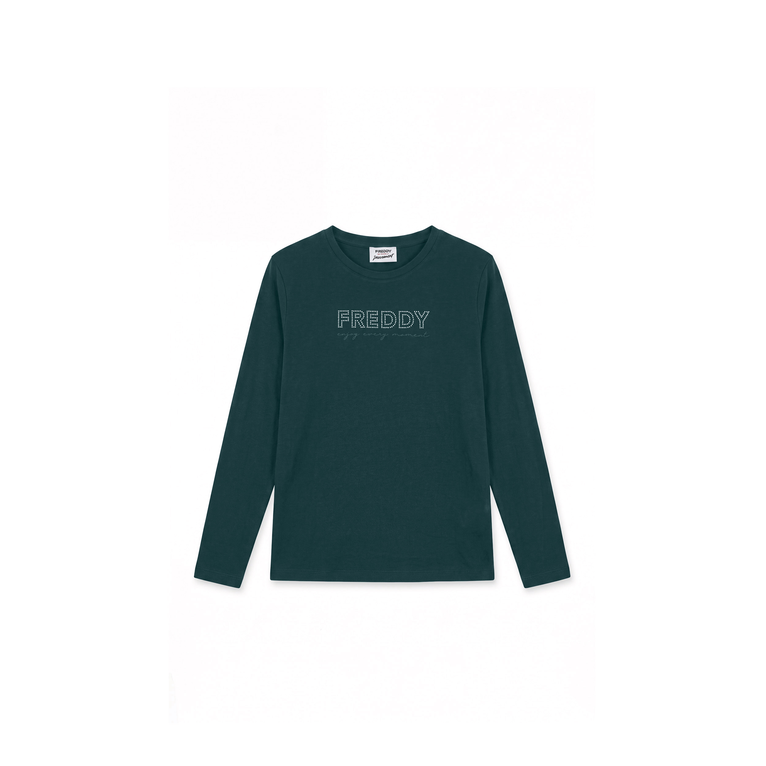 T-shirt manica lunga con logo in perline