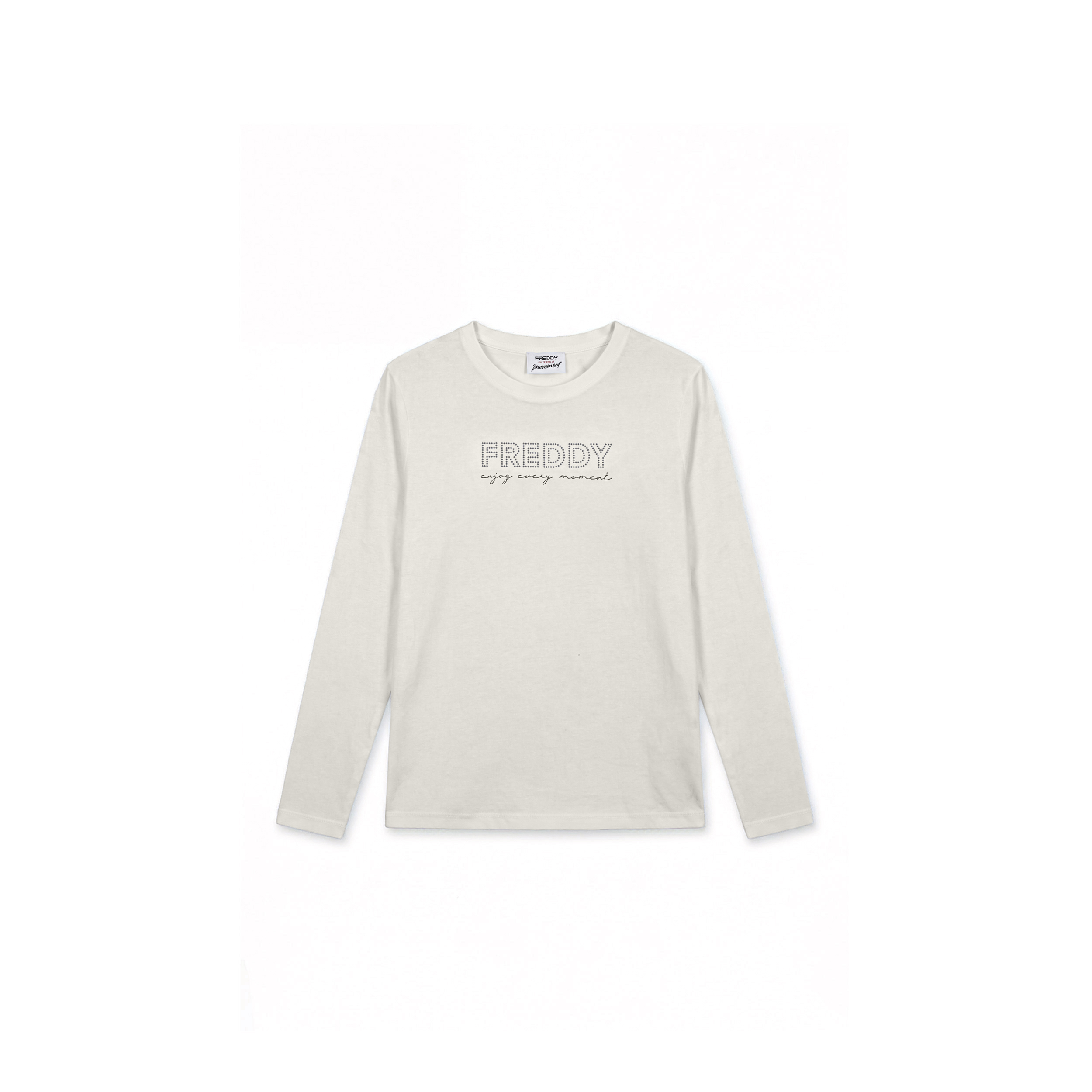 T-shirt manica lunga con logo in perline