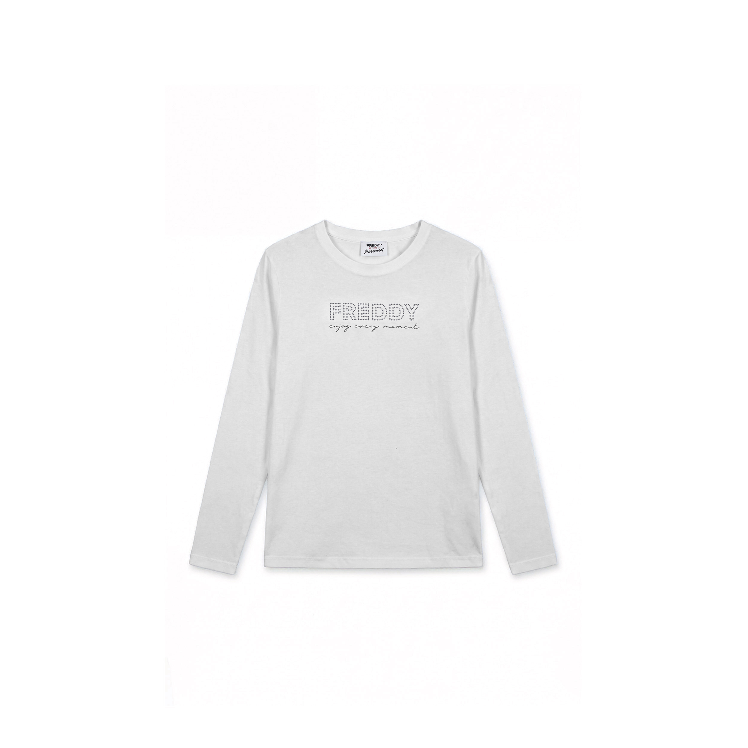 T-shirt manica lunga con logo in perline