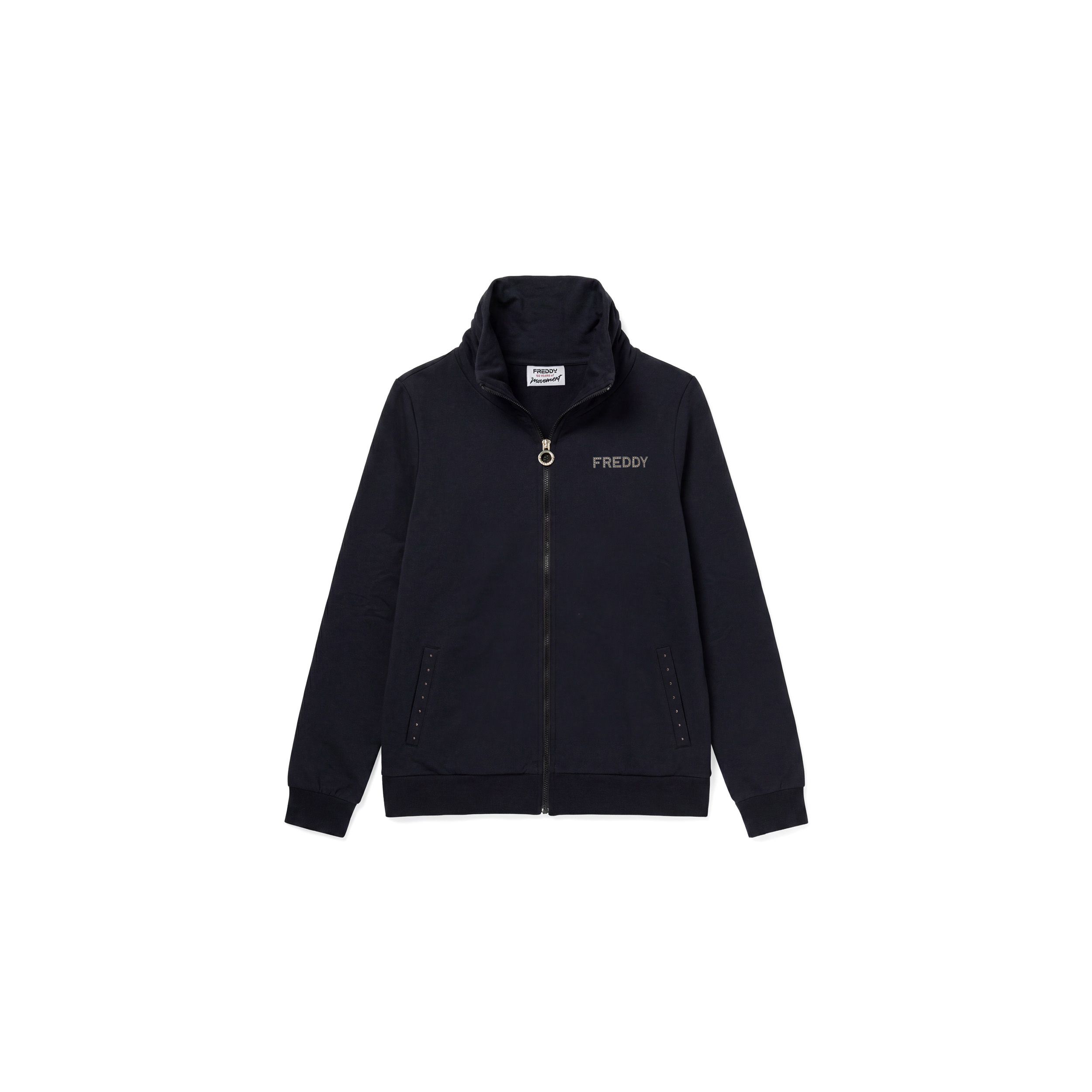 Felpa Regular con Zip e Collo Alto Arricciato Donna