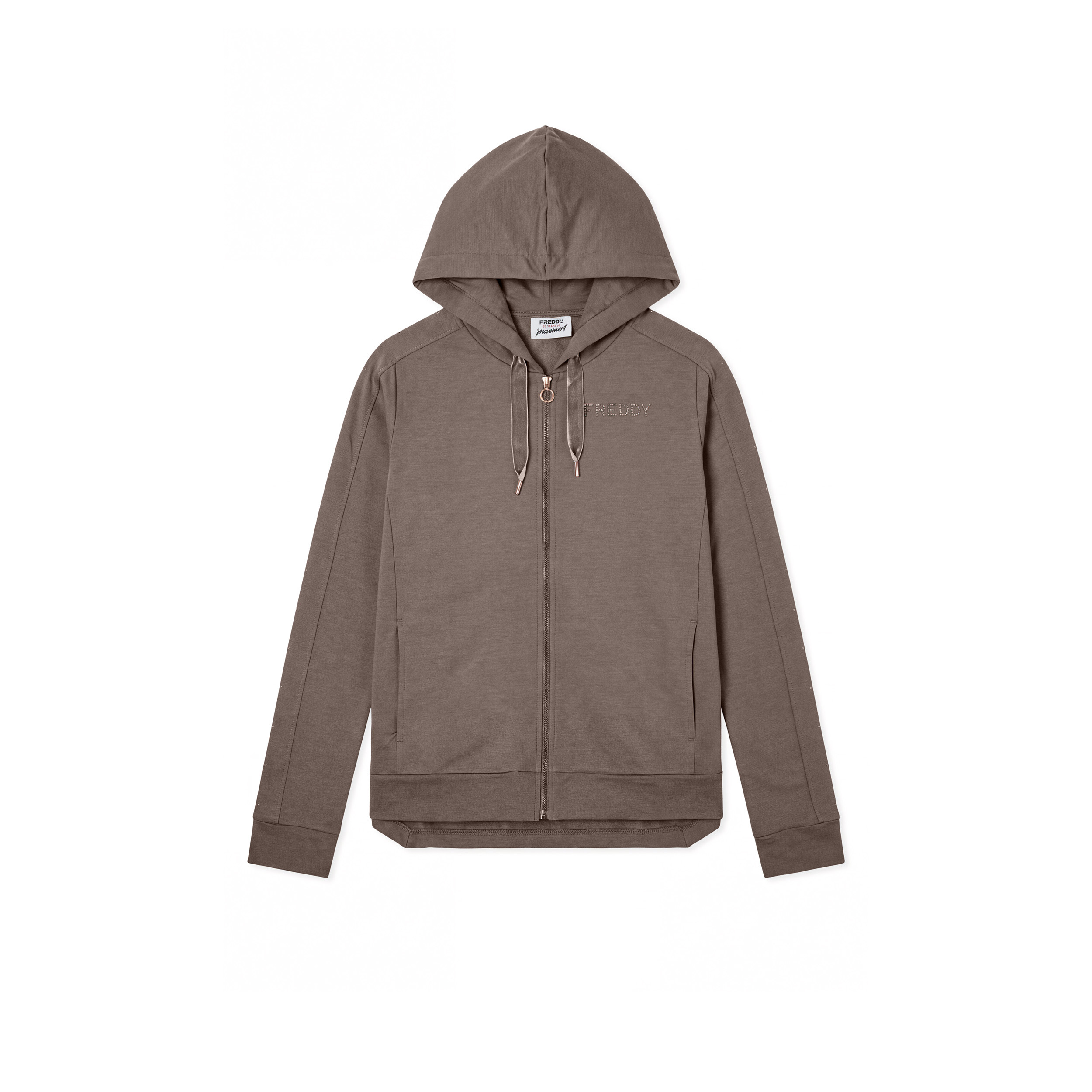 Felpa Regular Donna con Cappuccio e Zip, Fondo Asimmetrico