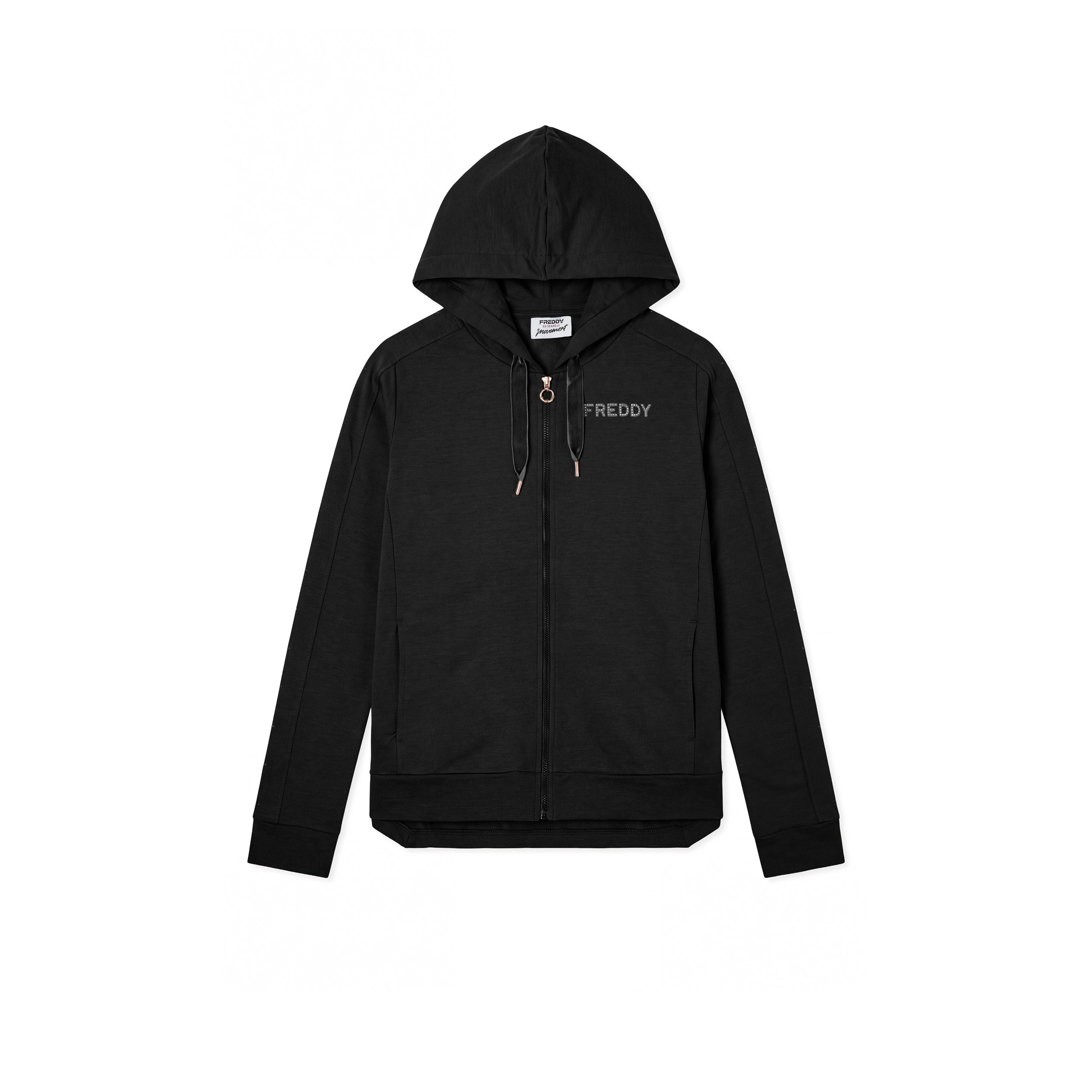 Felpa Regular Donna con Cappuccio e Zip, Fondo Asimmetrico