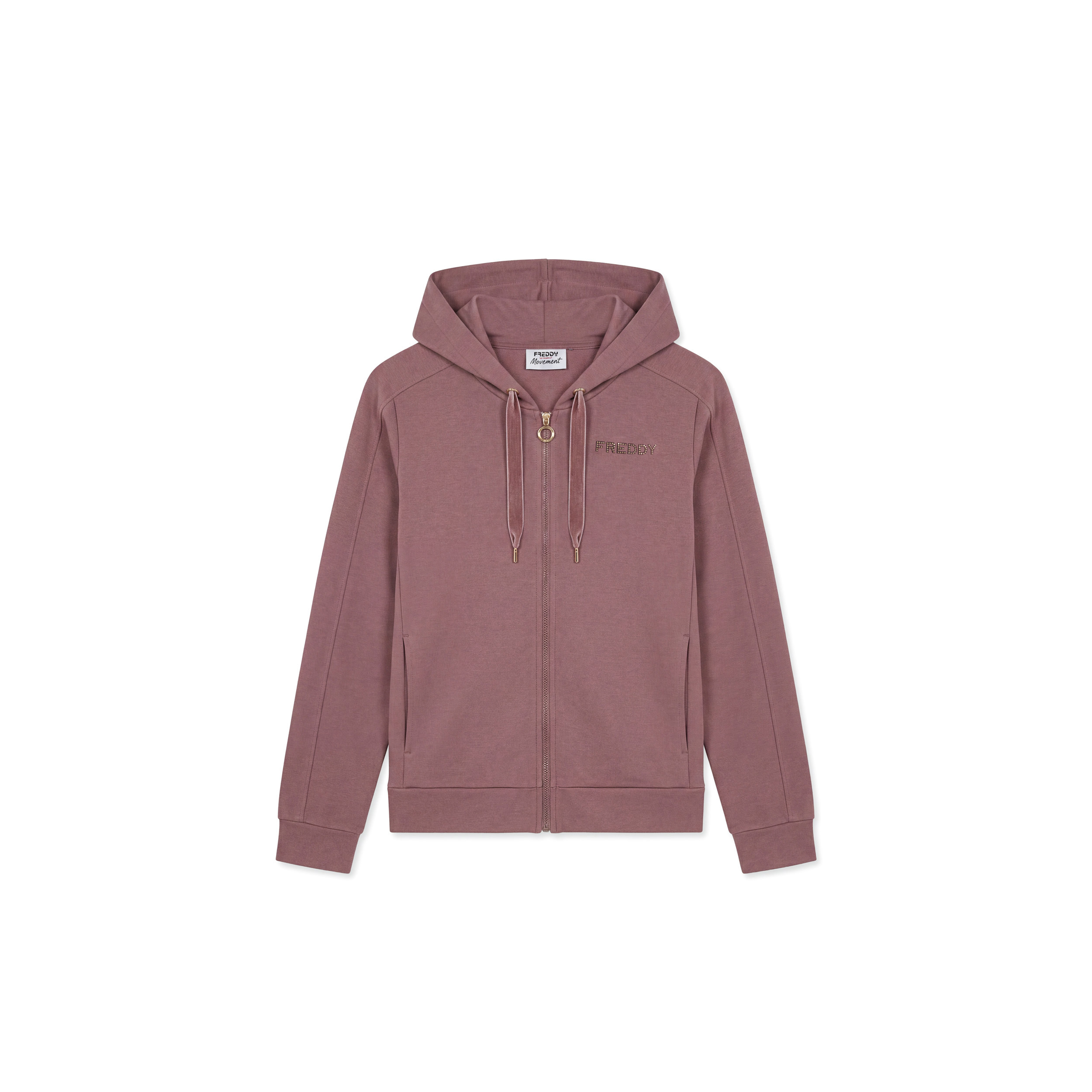 Felpa Regular Donna con Cappuccio e Zip, Fondo Asimmetrico