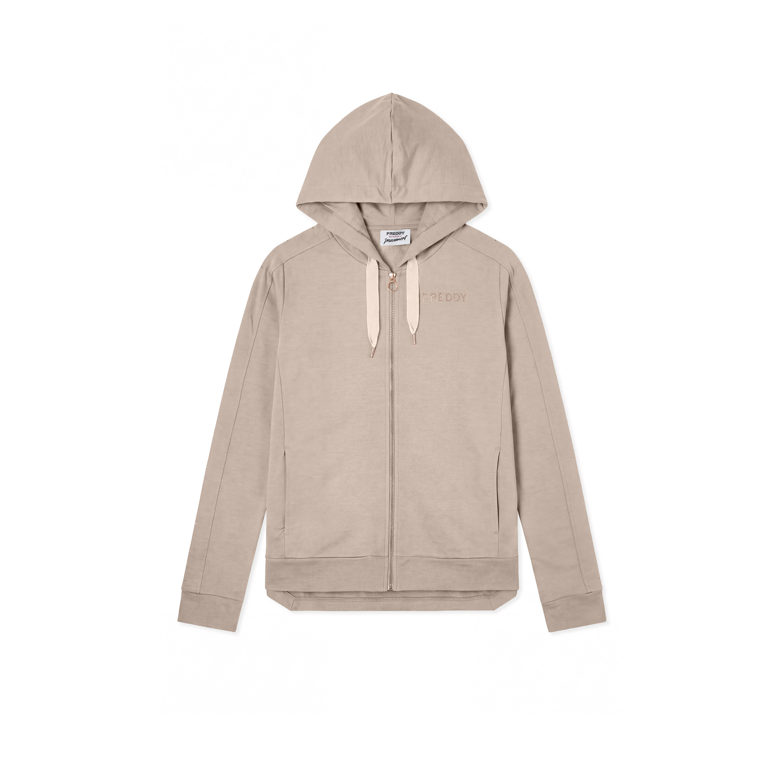 Felpa Regular Donna con Cappuccio e Zip, Fondo Asimmetrico
