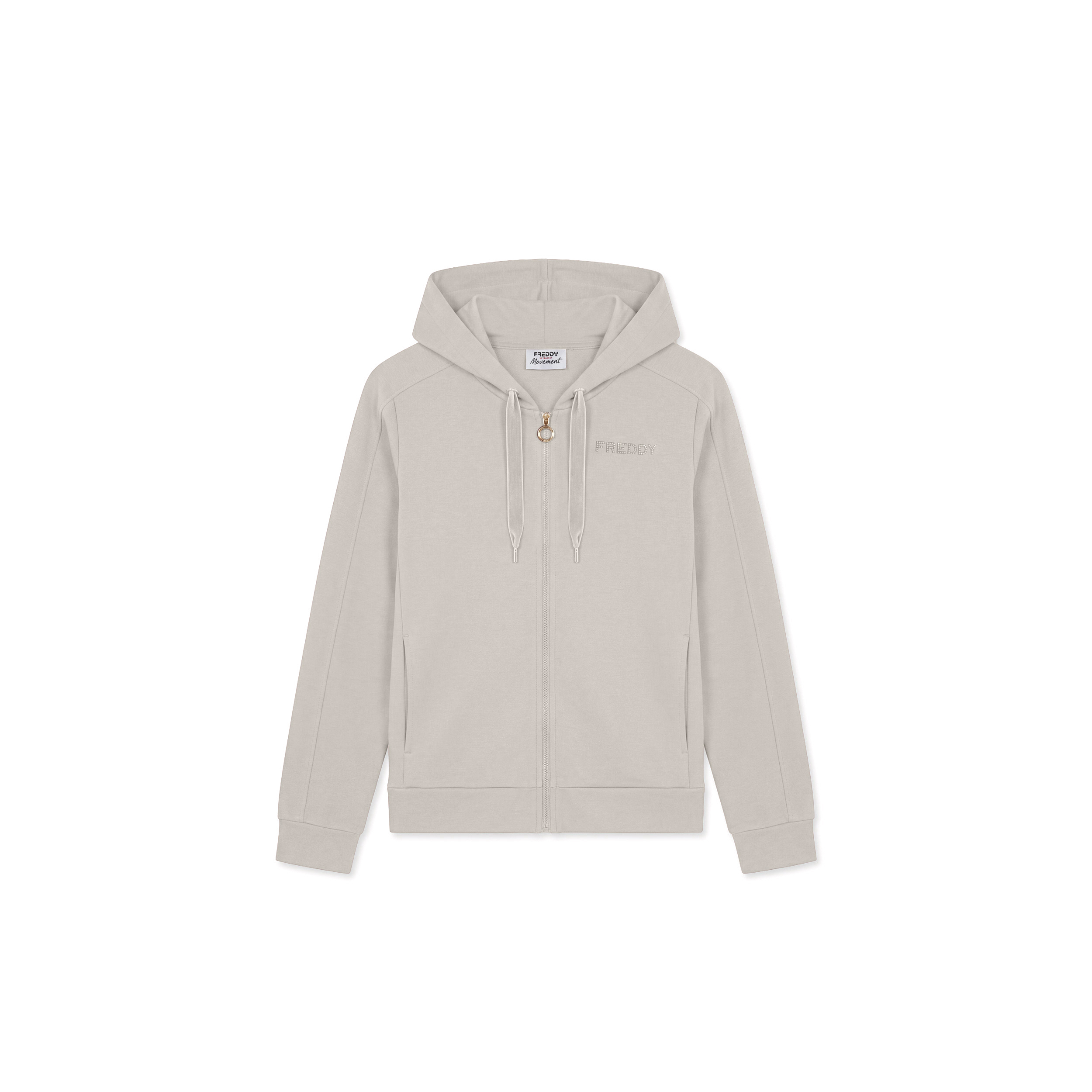 Felpa Regular Donna con Cappuccio e Zip, Fondo Asimmetrico
