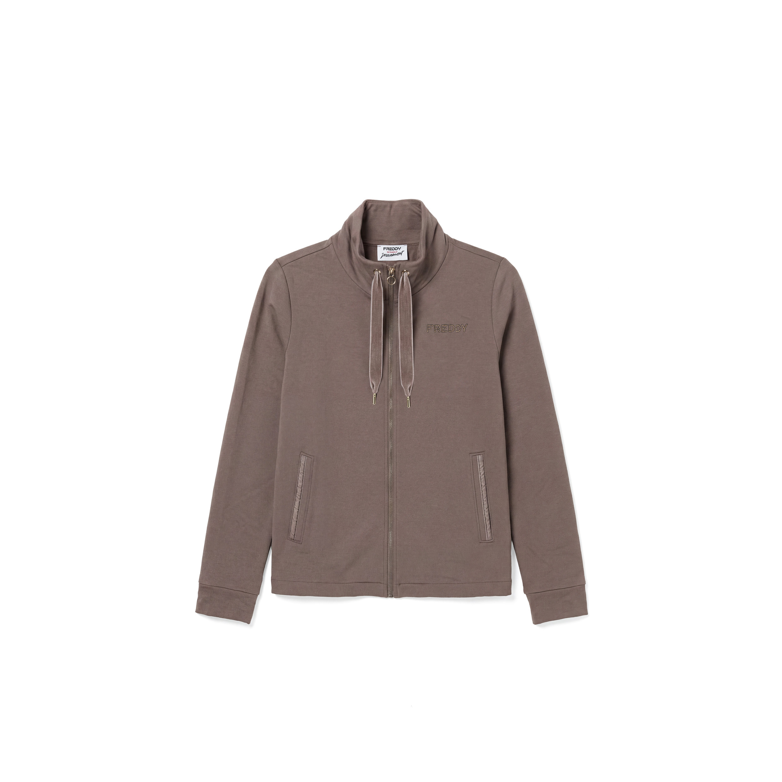 Felpa Donna Collo Alto e Zip con Spacco Posteriore
