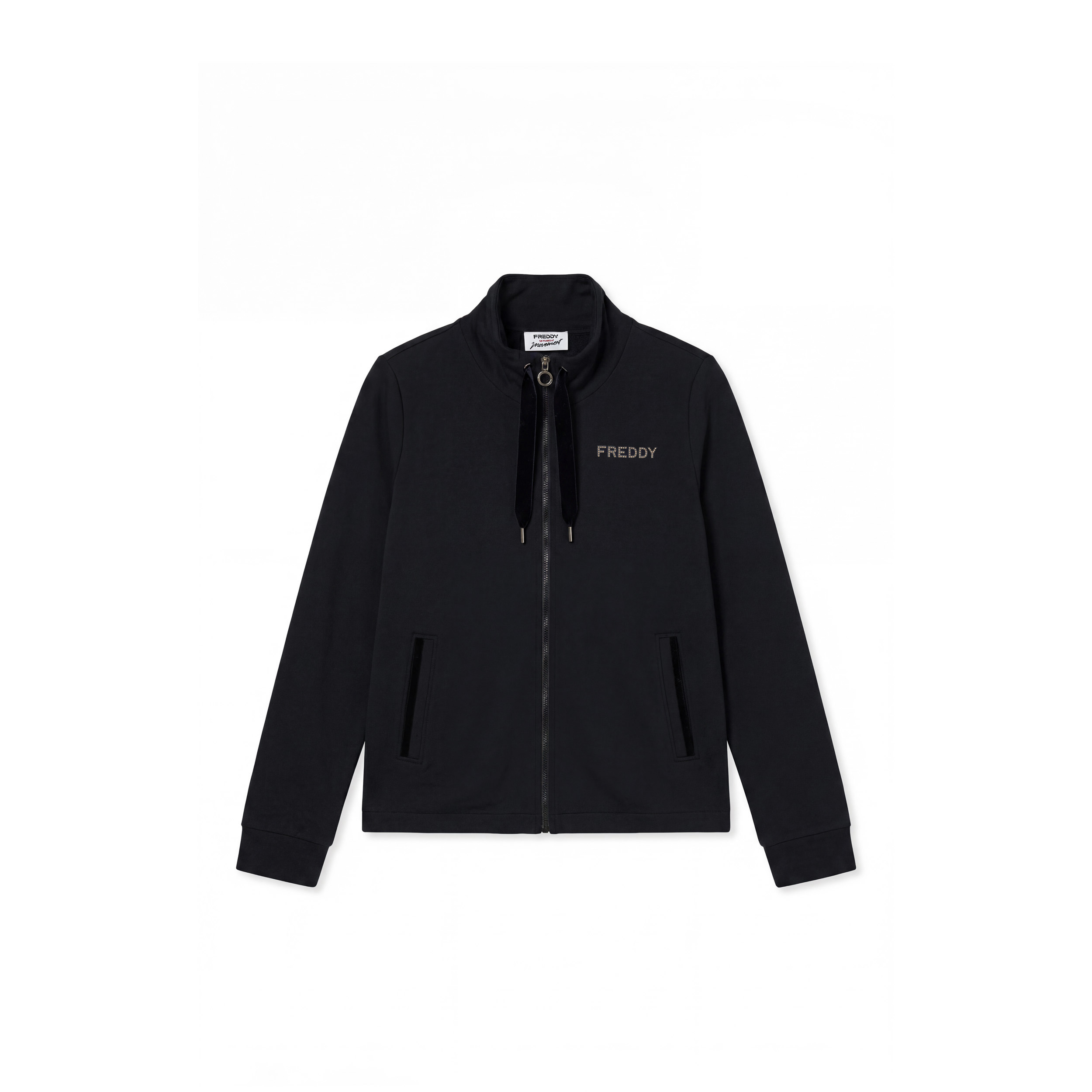 Felpa Donna Collo Alto e Zip con Spacco Posteriore
