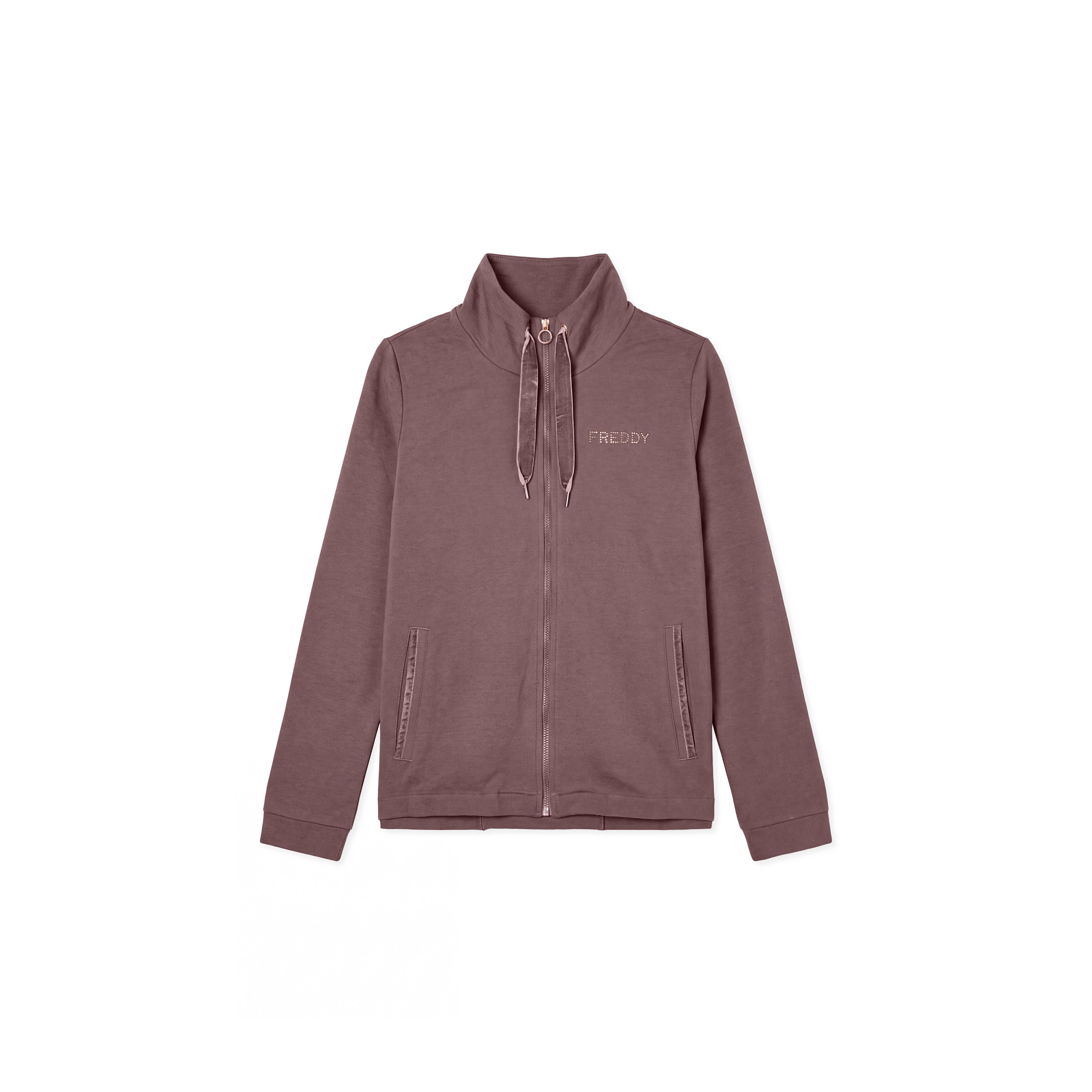 Felpa Donna Collo Alto e Zip con Spacco Posteriore
