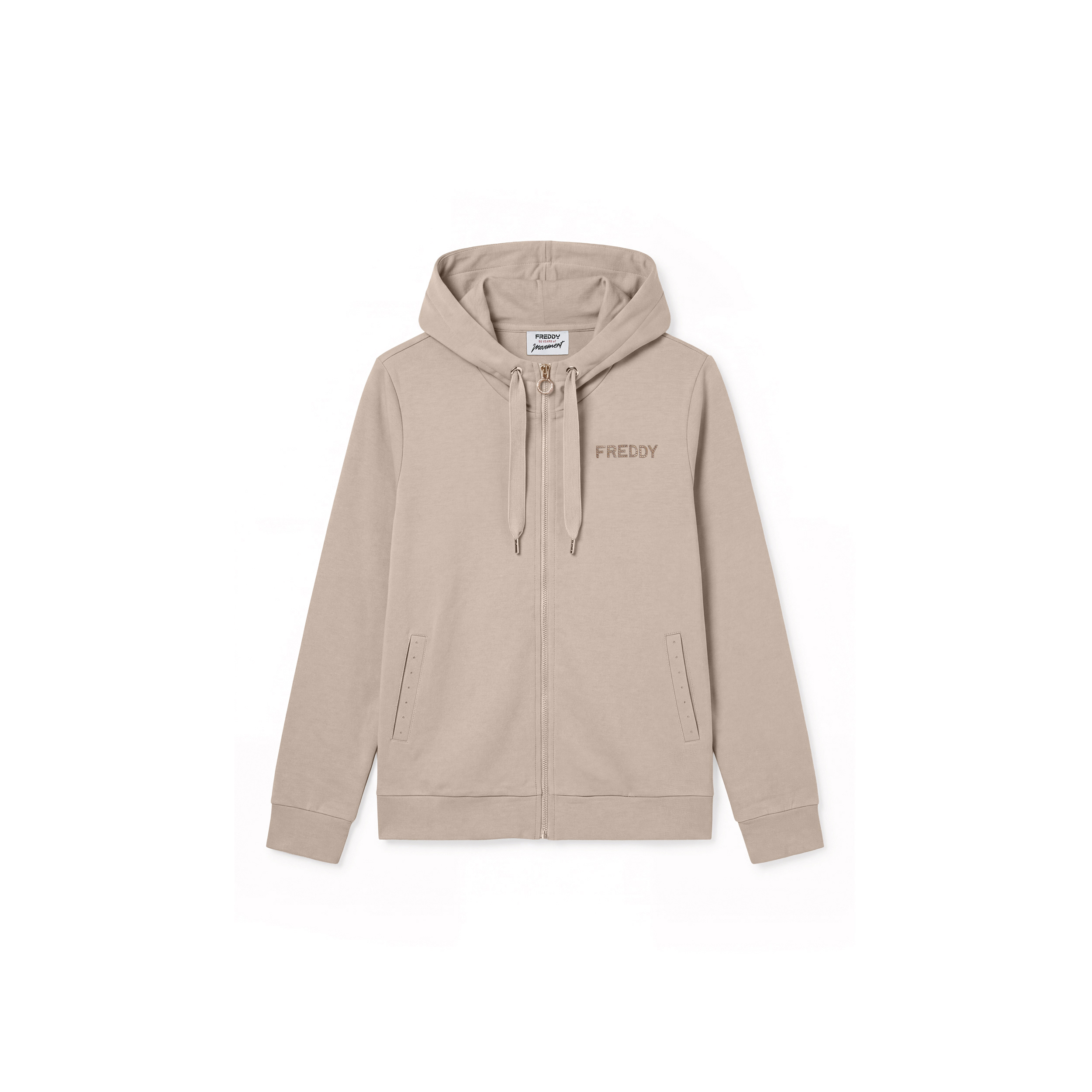 Felpa con Cappuccio, Fondo Asimmetrico e Maxi Logo Dorato