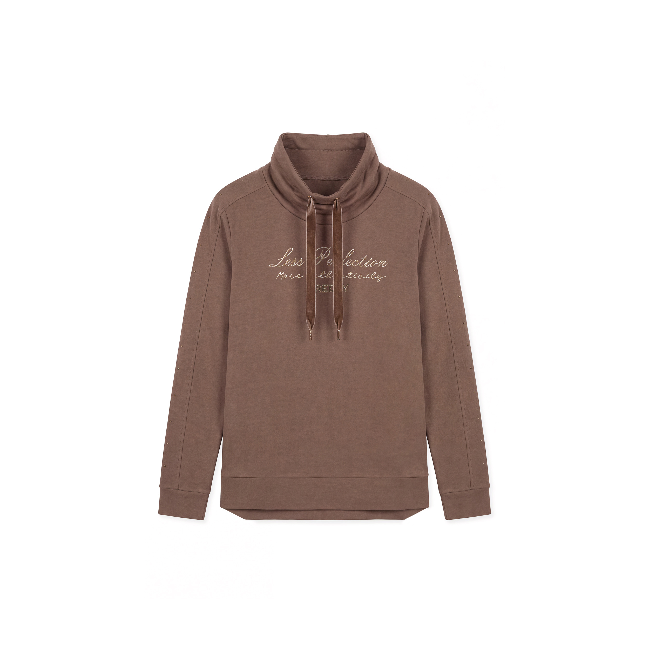 Felpa Regular Donna con Collo Alto e Fondo Asimmetrico