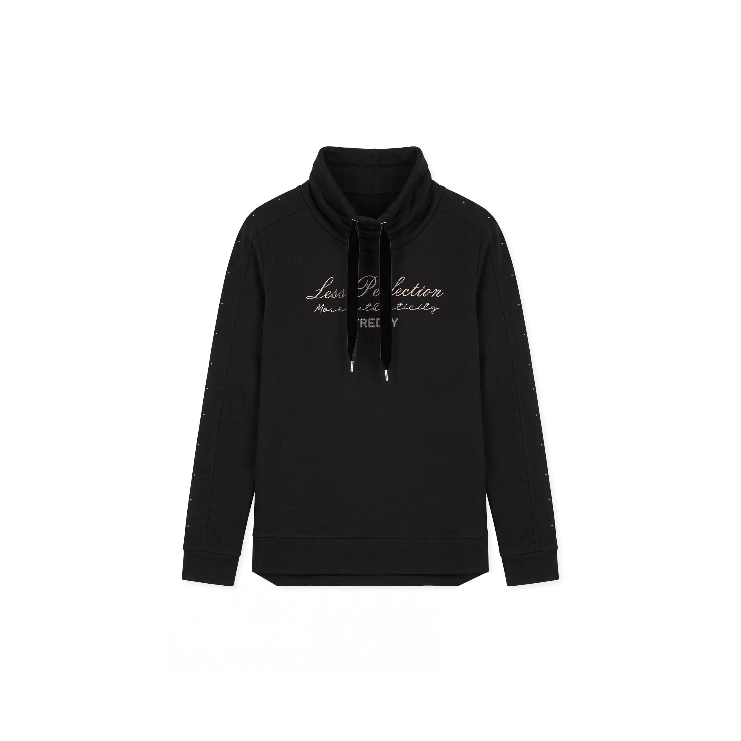 Felpa Regular Donna con Collo Alto e Fondo Asimmetrico