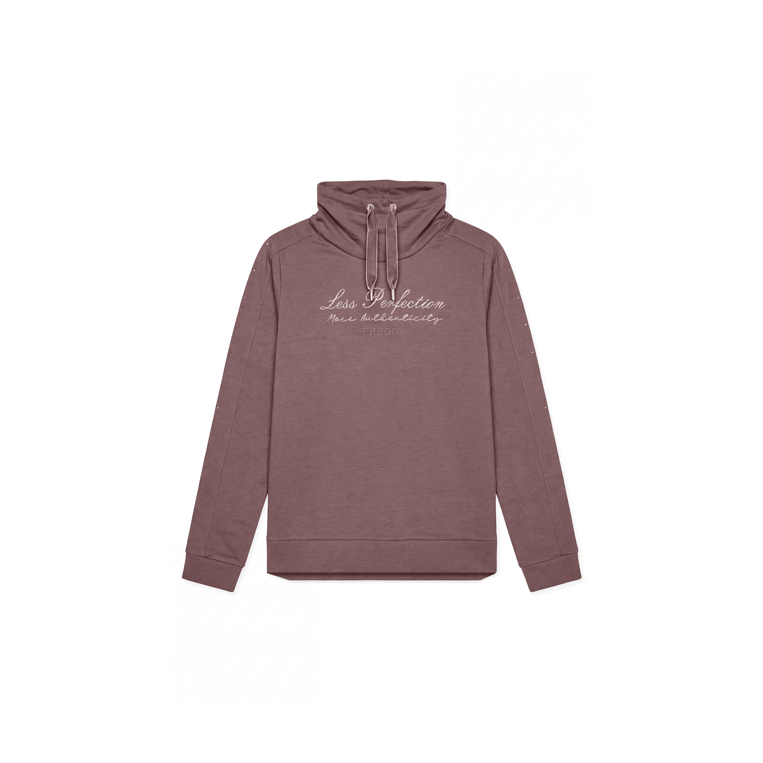 Felpa Regular Donna con Collo Alto e Fondo Asimmetrico