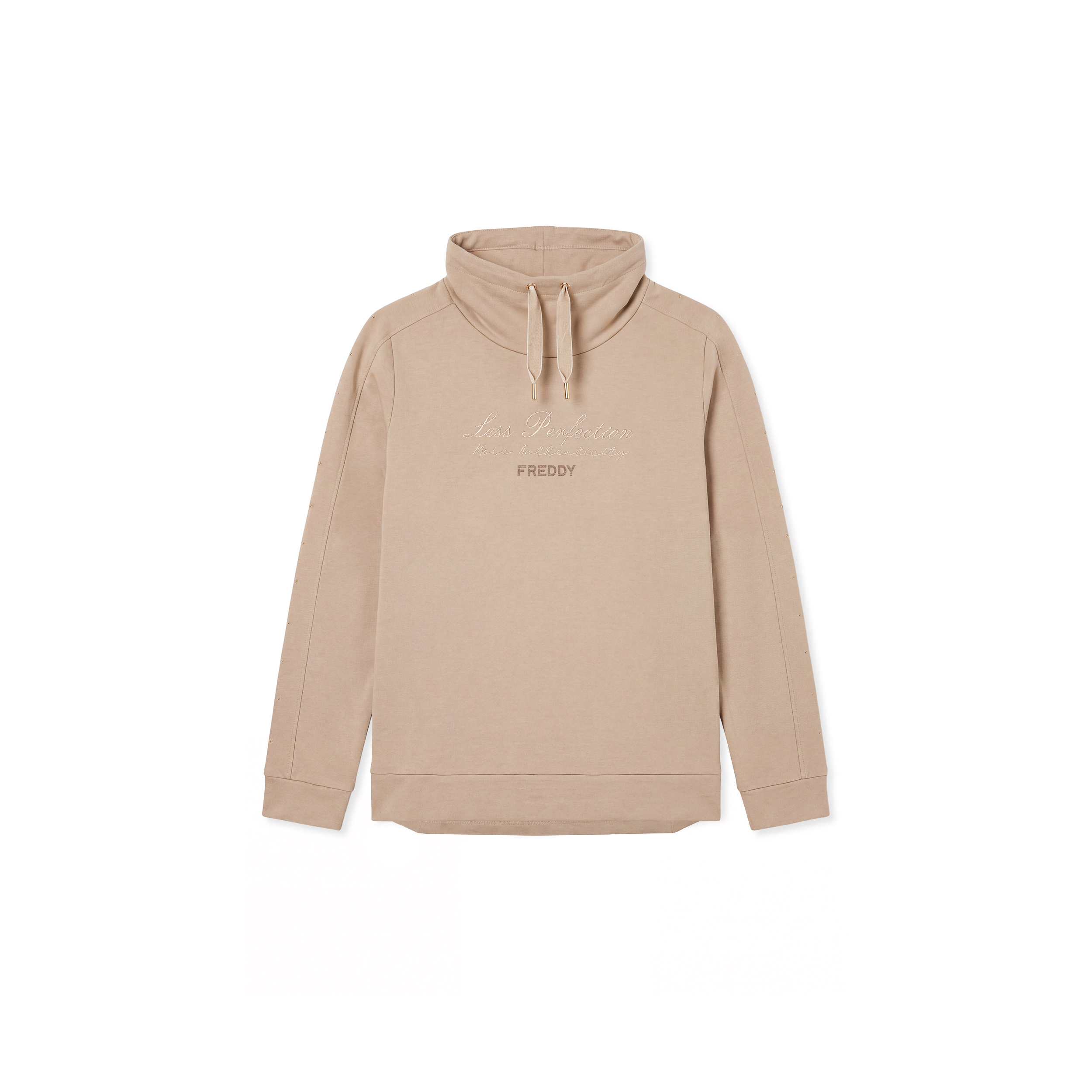 Felpa Regular Donna con Collo Alto e Fondo Asimmetrico