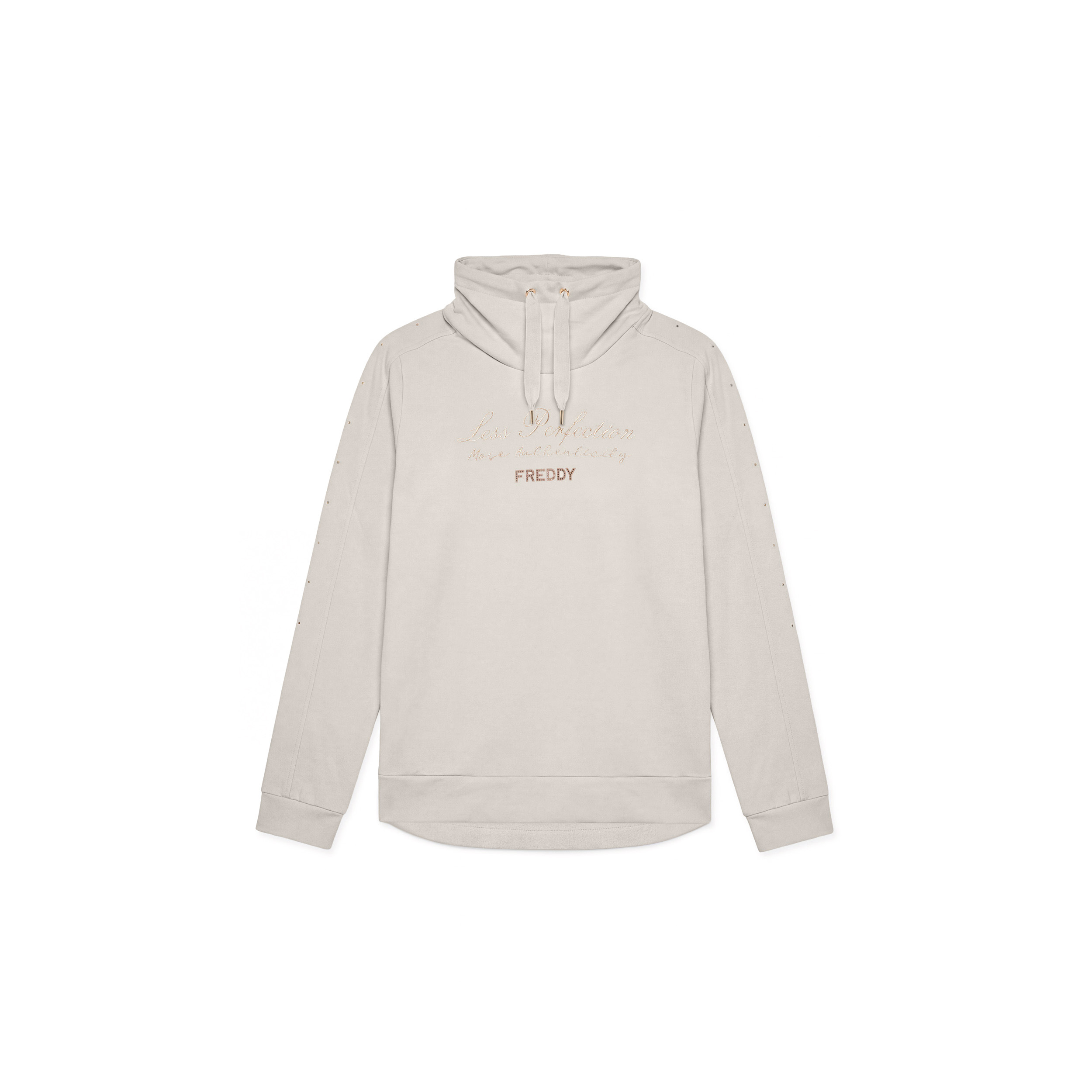 Felpa Regular Donna con Collo Alto e Fondo Asimmetrico