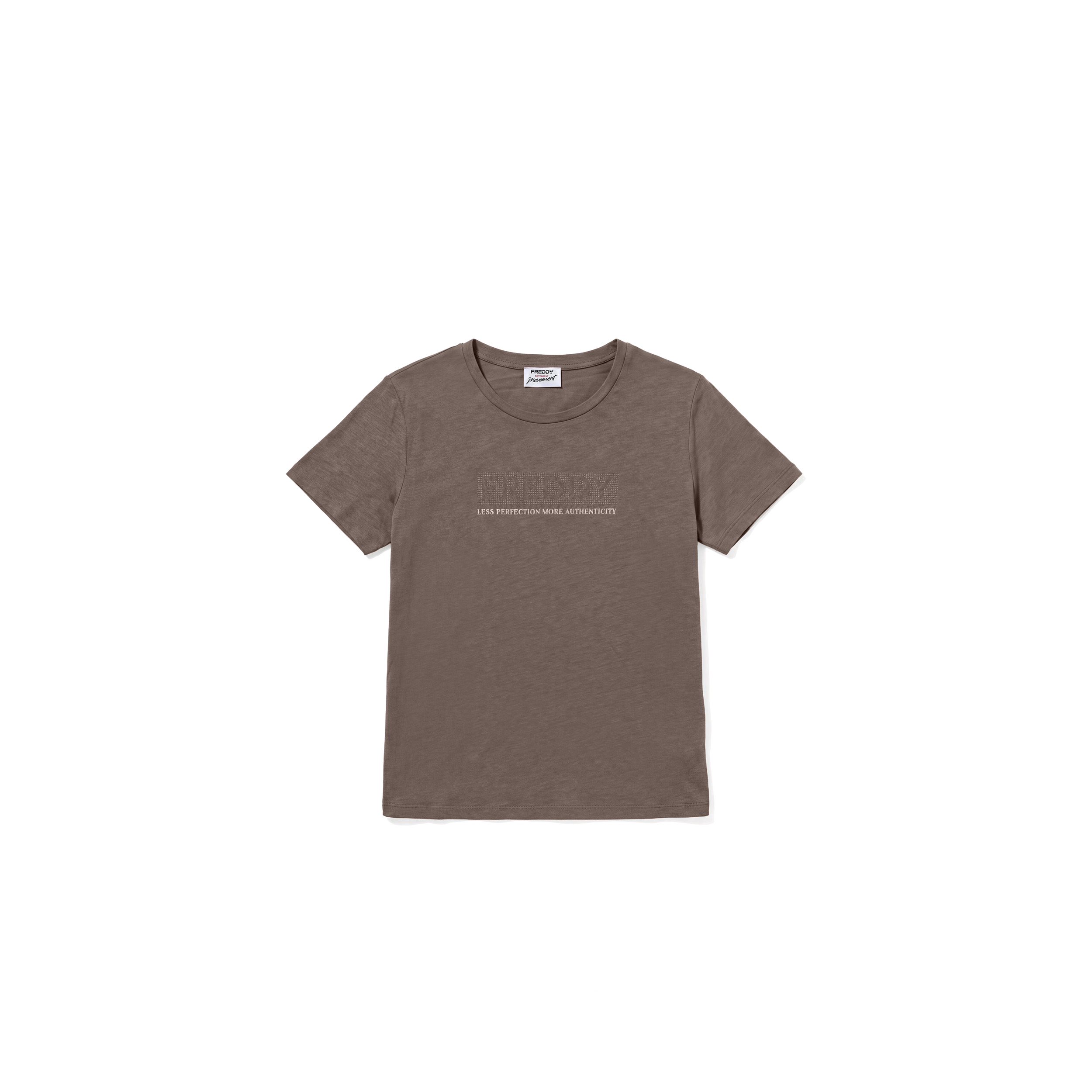 T-shirt Regular Donna con Logo Decorato da Borchie