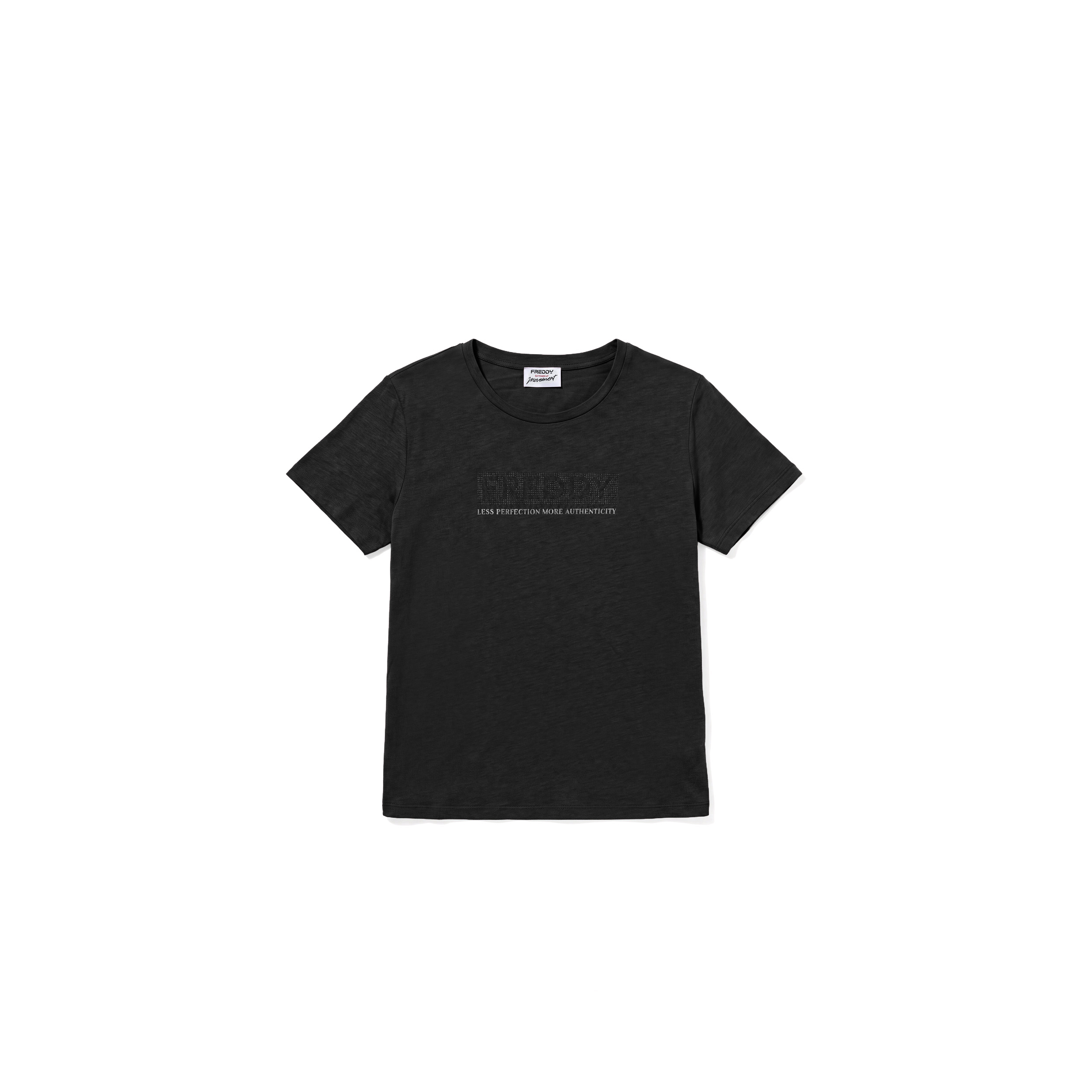 T-shirt Regular Donna con Logo Decorato da Borchie