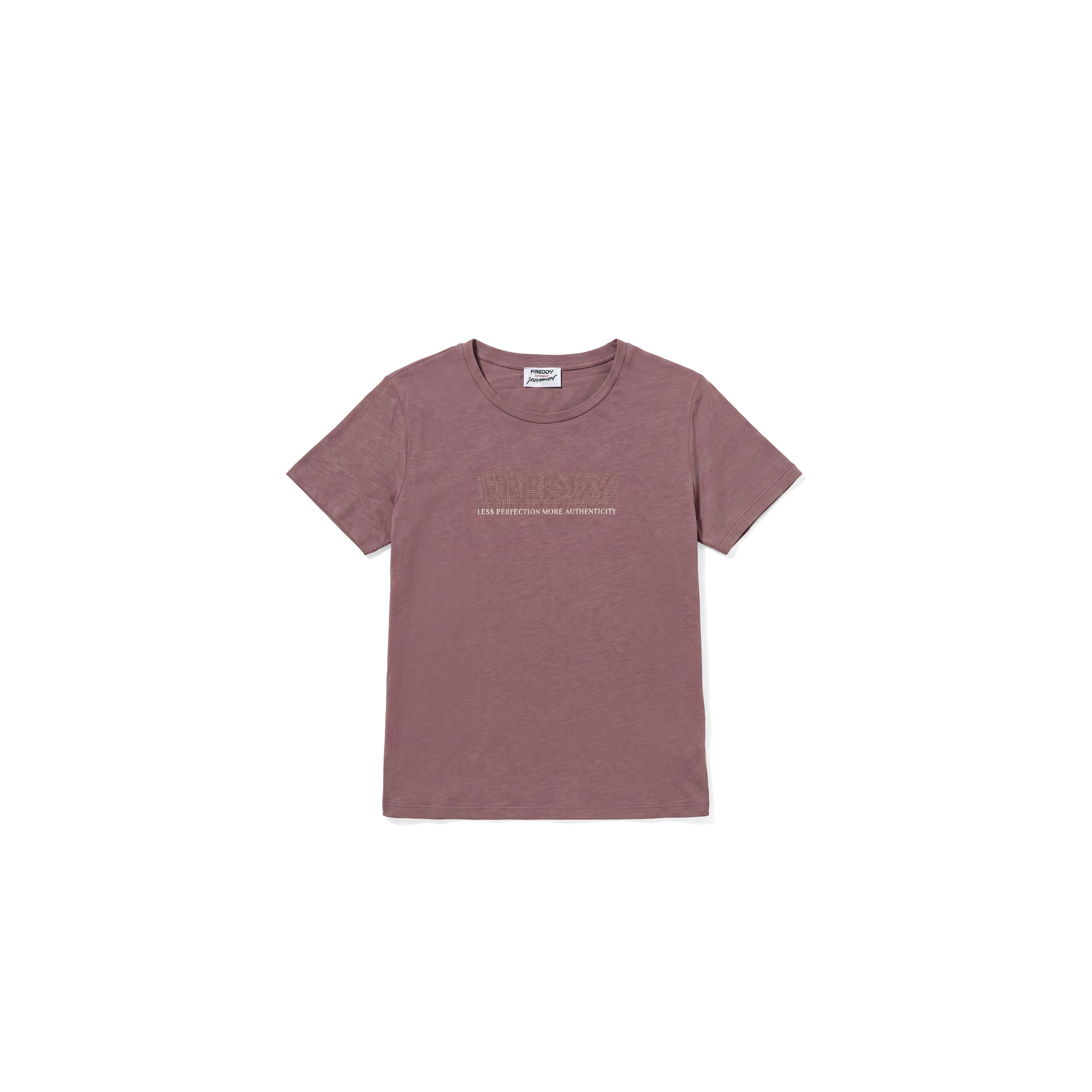 T-shirt Regular Donna con Logo Decorato da Borchie
