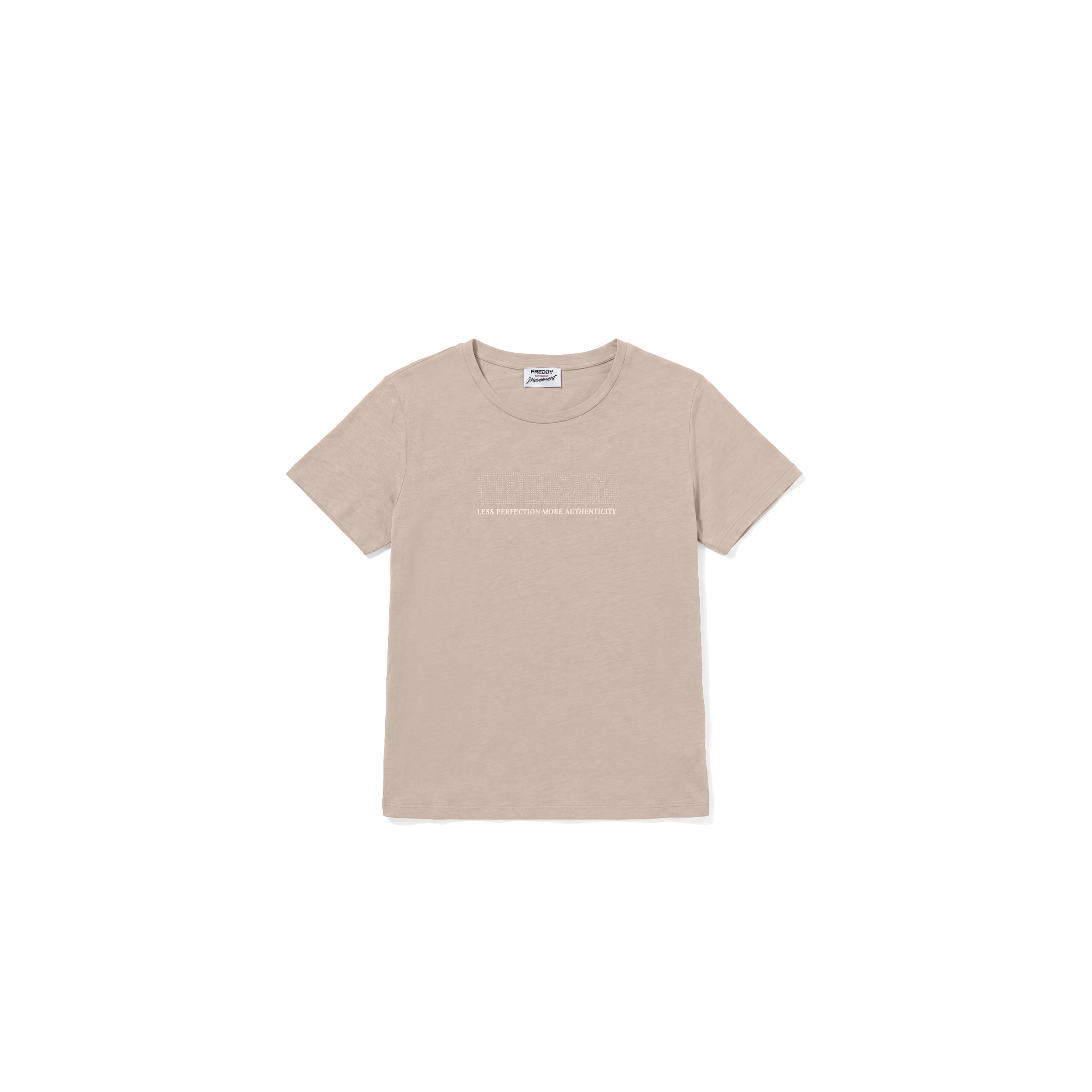 T-shirt Regular Donna con Logo Decorato da Borchie