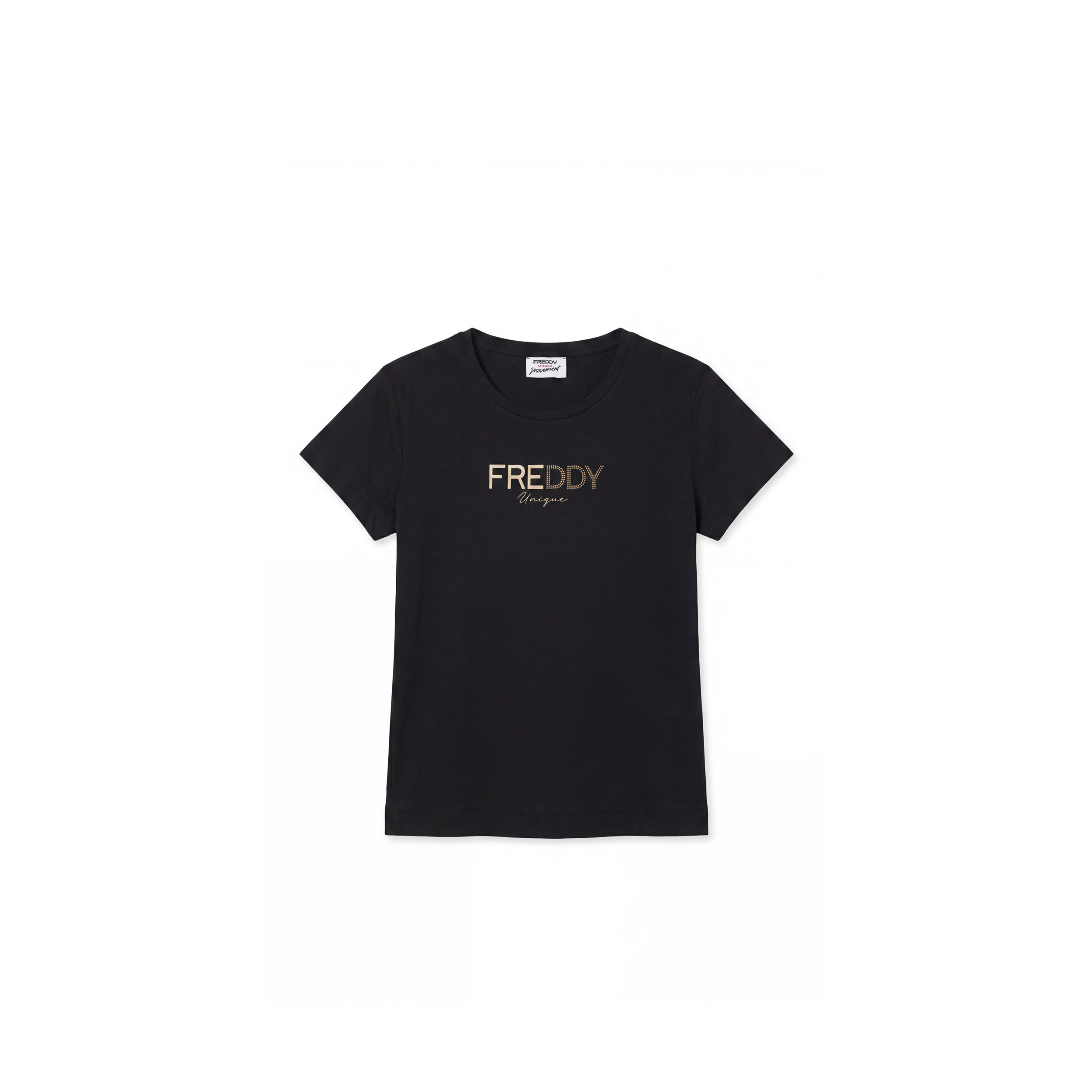 T-shirt Regular Donna con Logo Stampa Oro e Borchie
