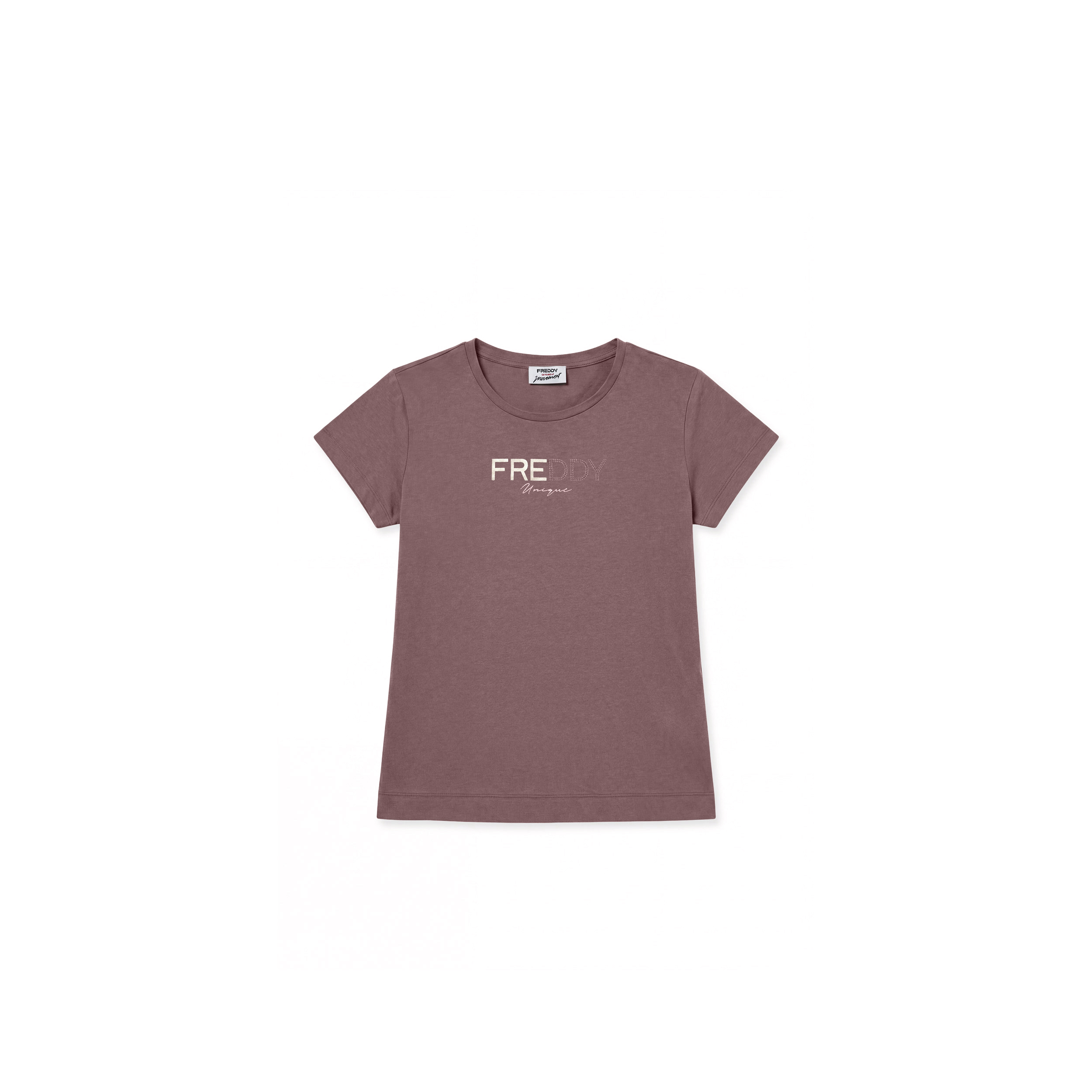 T-shirt Regular Donna con Logo Stampa Oro e Borchie
