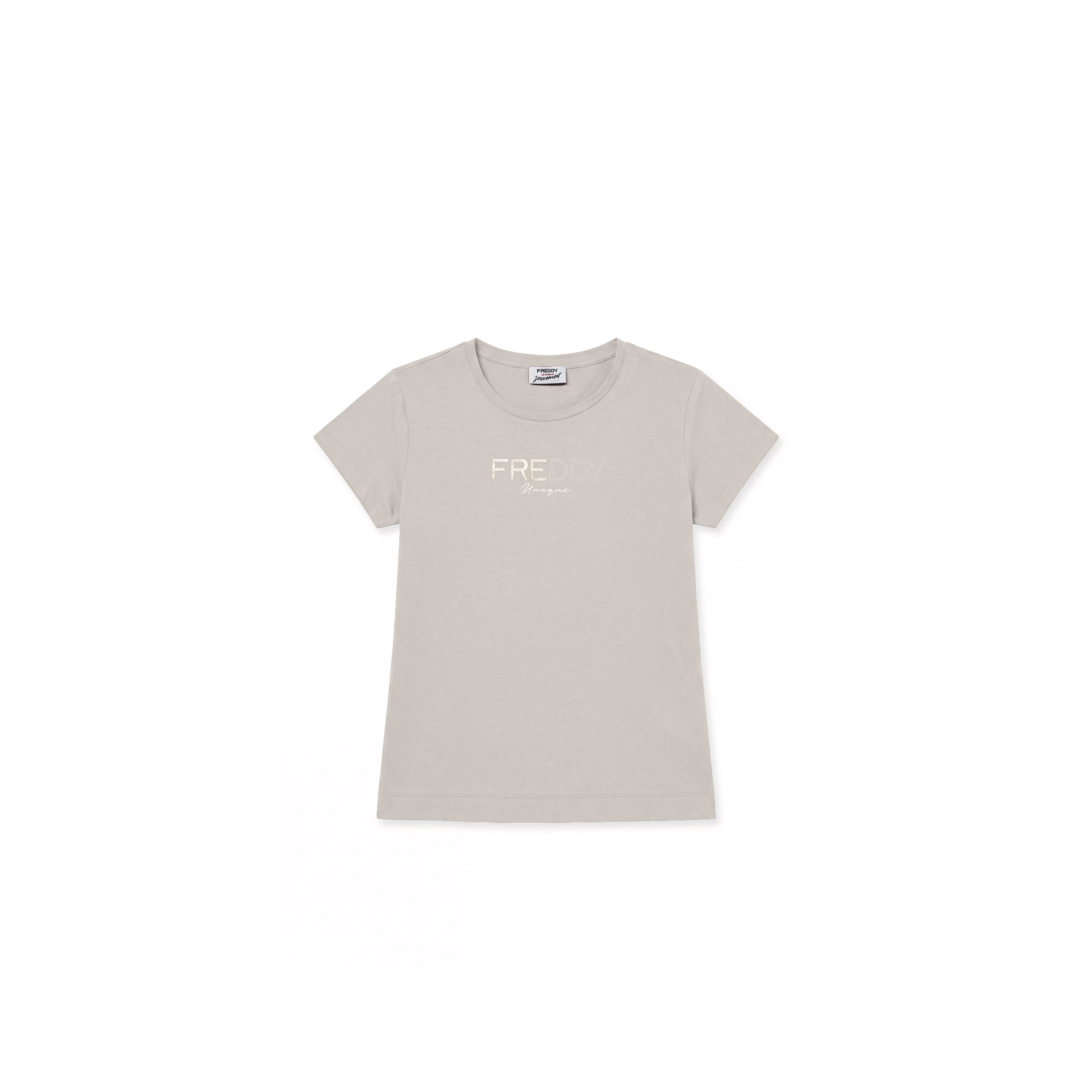 T-shirt Regular Donna con Logo Stampa Oro e Borchie