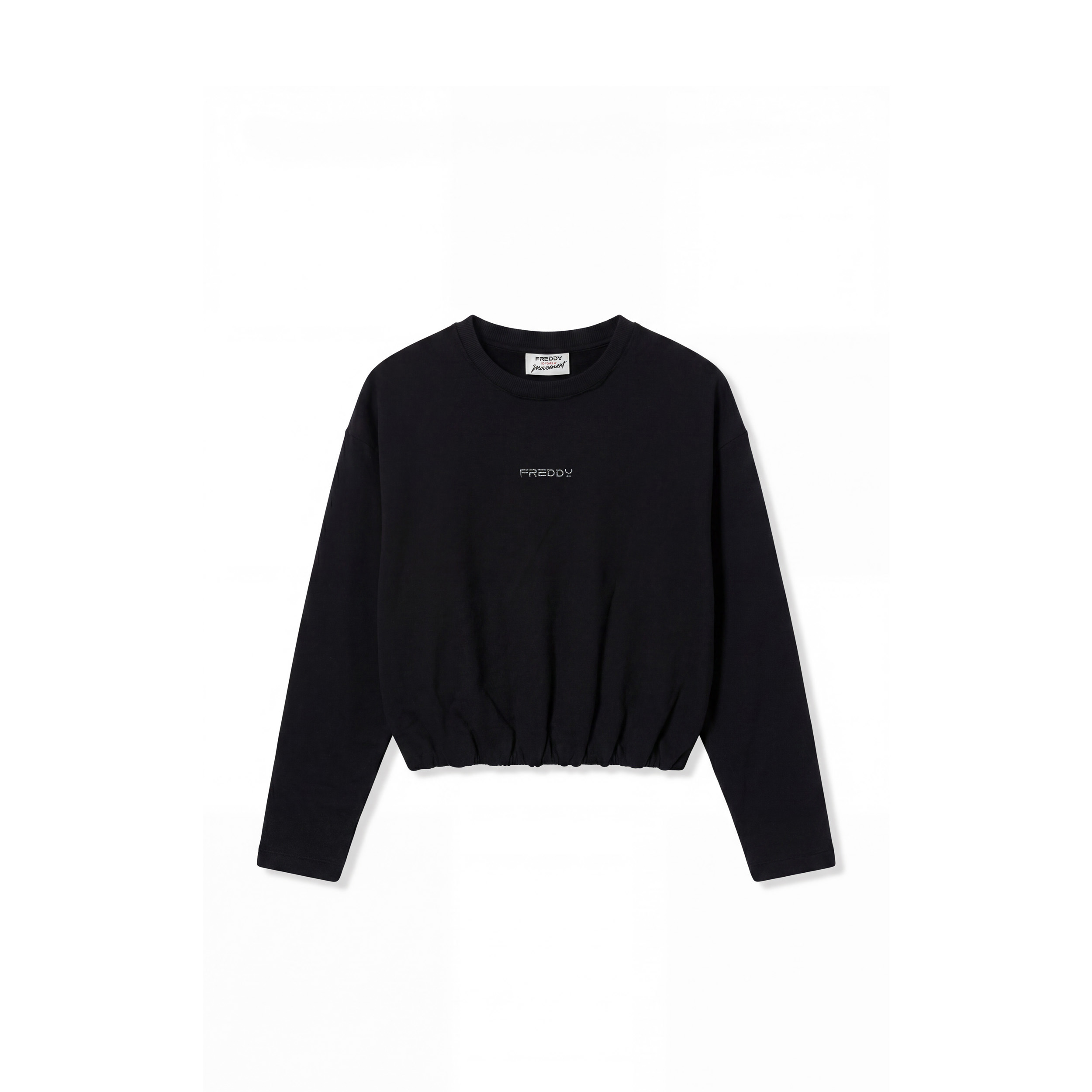 Felpa Girocollo Cropped Donna in Cotone Delavé