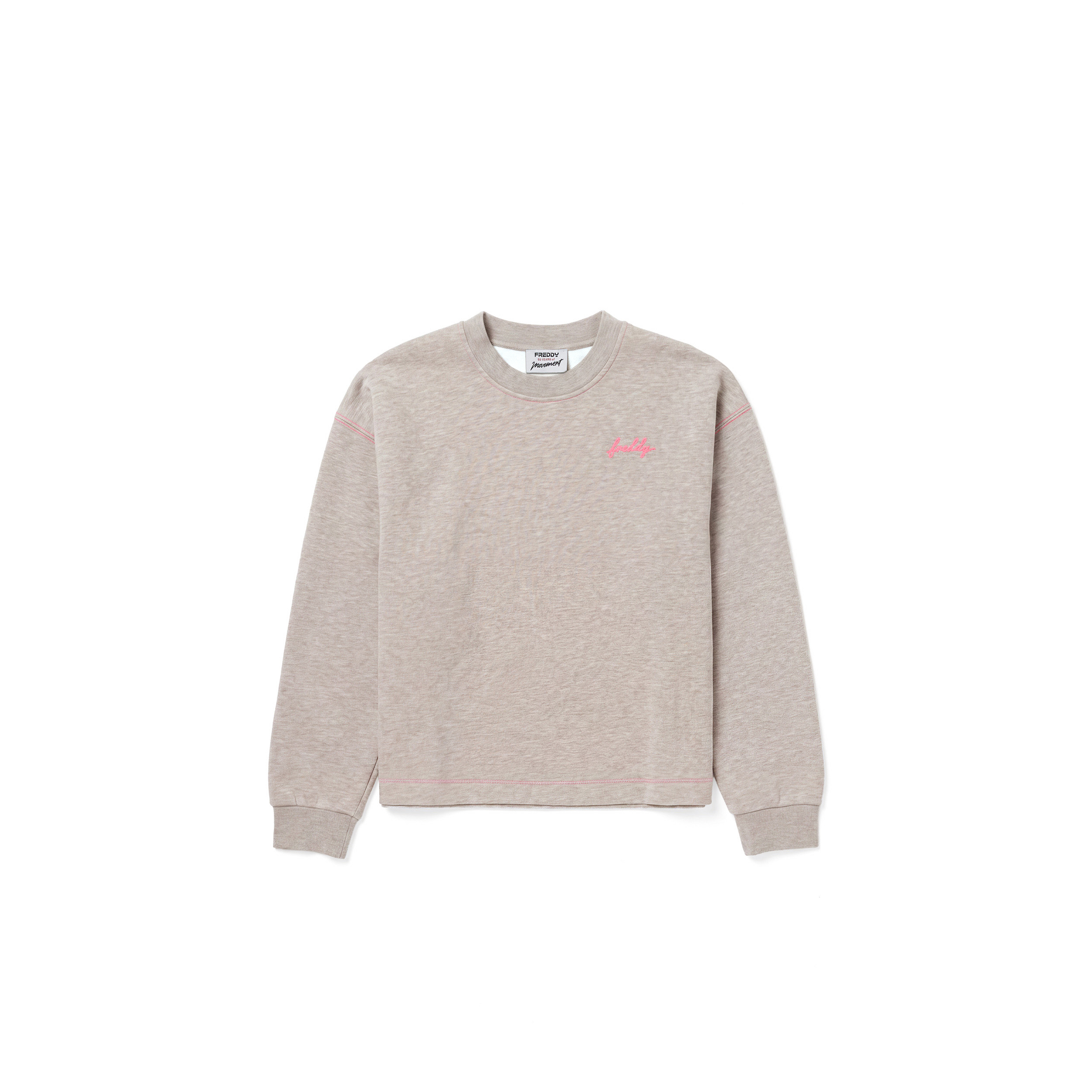 Felpa Girocollo Comfort Mélange da Donna, Dettagli Fluo