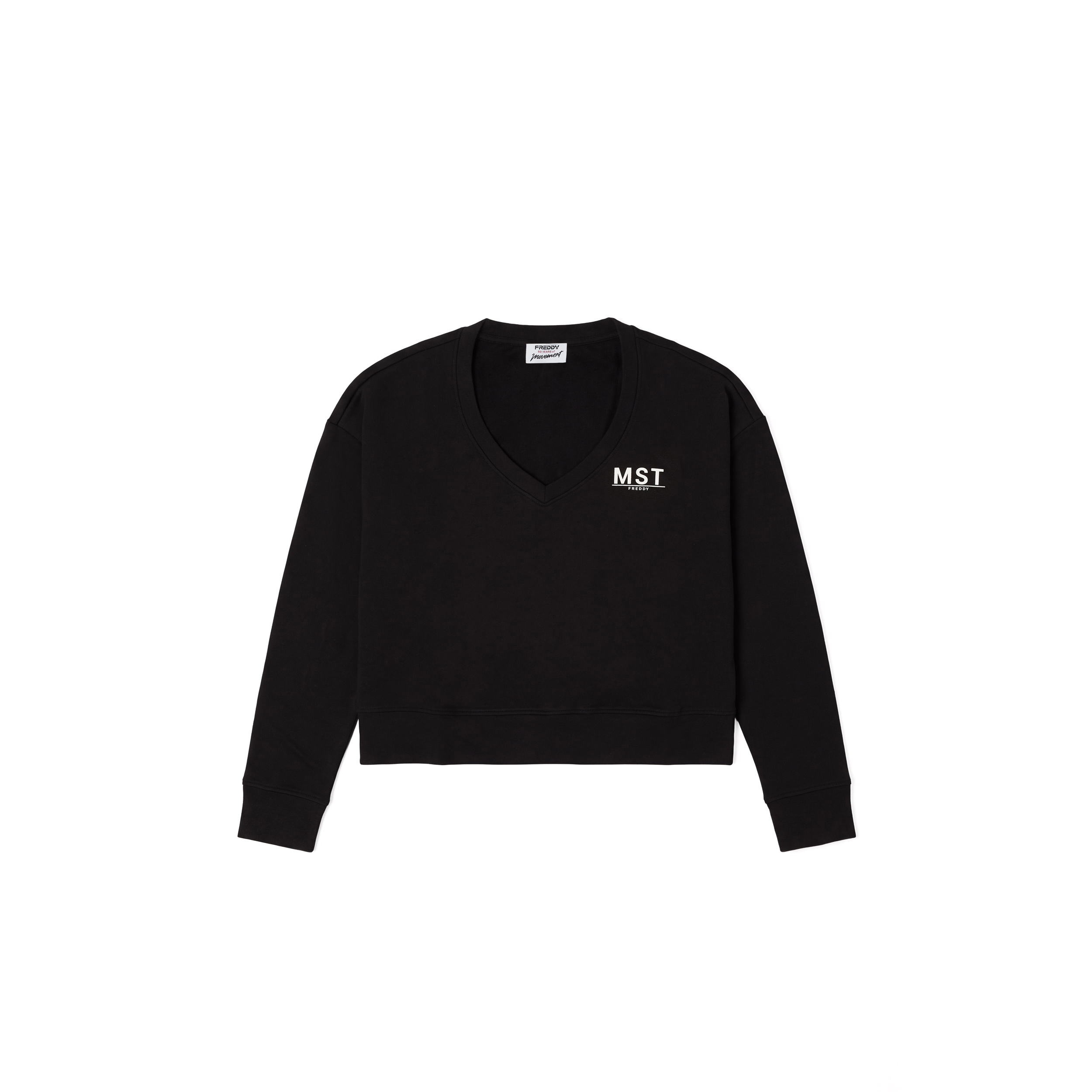 Felpa donna scollo a V comfort cropped basic