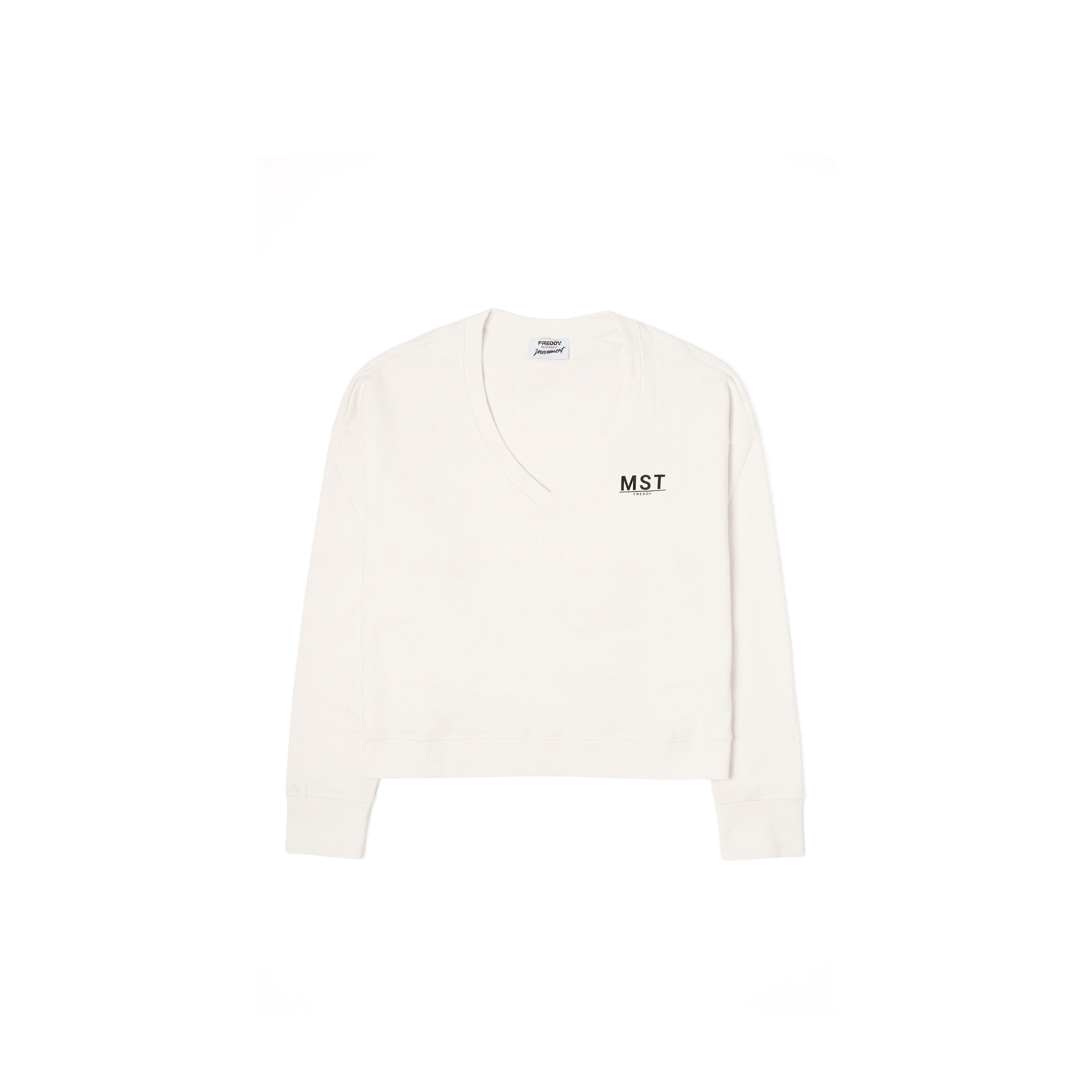 Felpa donna scollo a V comfort cropped basic